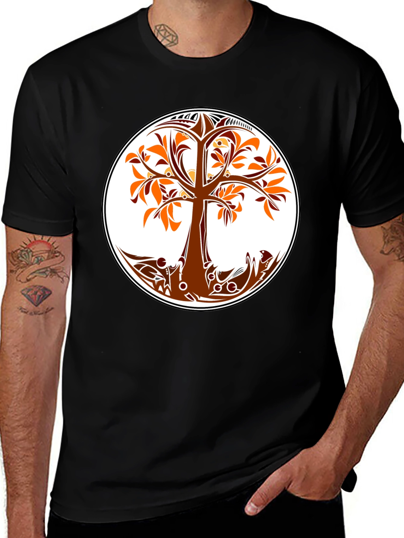 Tree of Life Graphic Tee - Black Cotton Blend