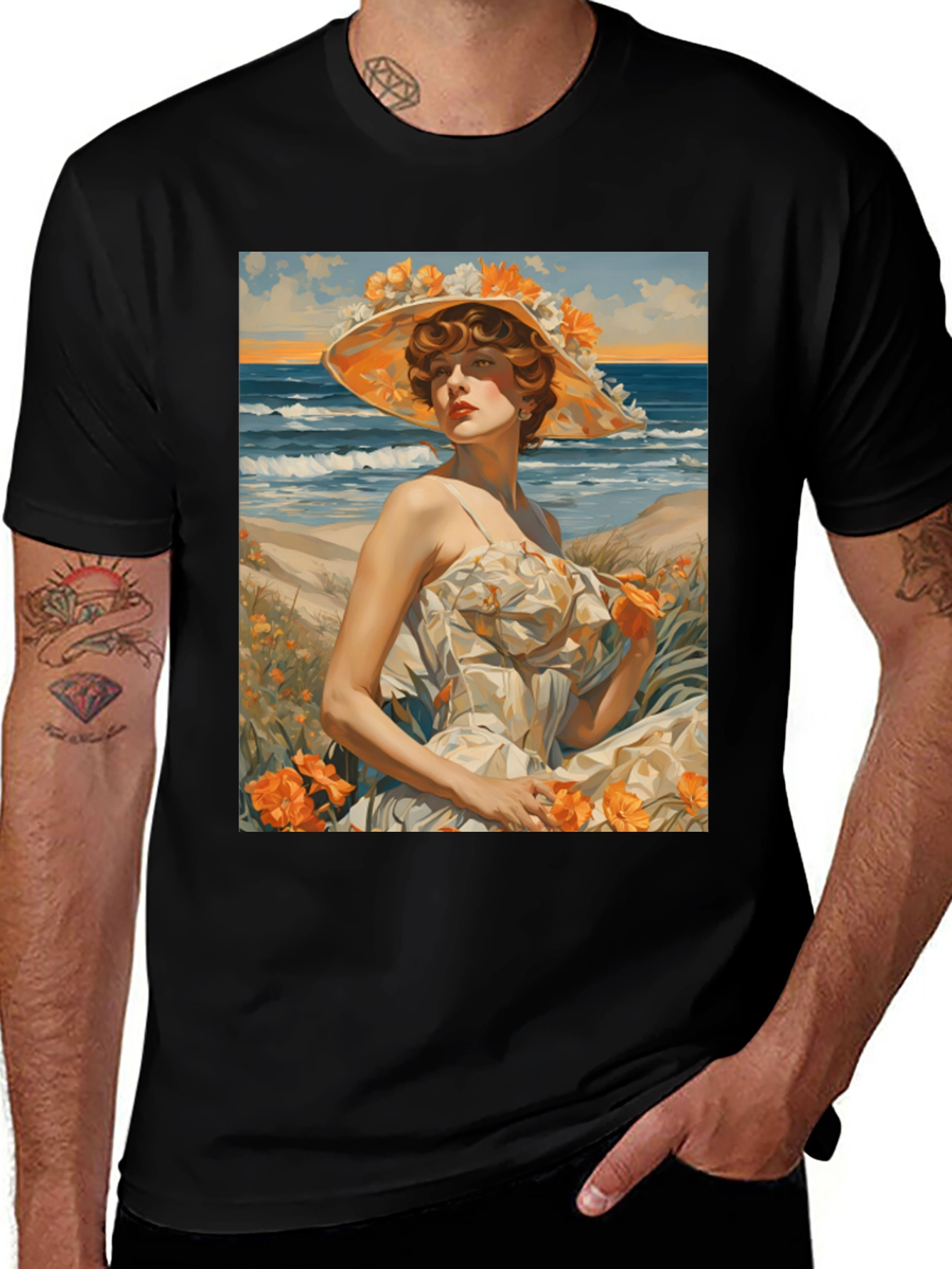 Variant 20 of Elegant Woman on Beach Graphic T-Shirt