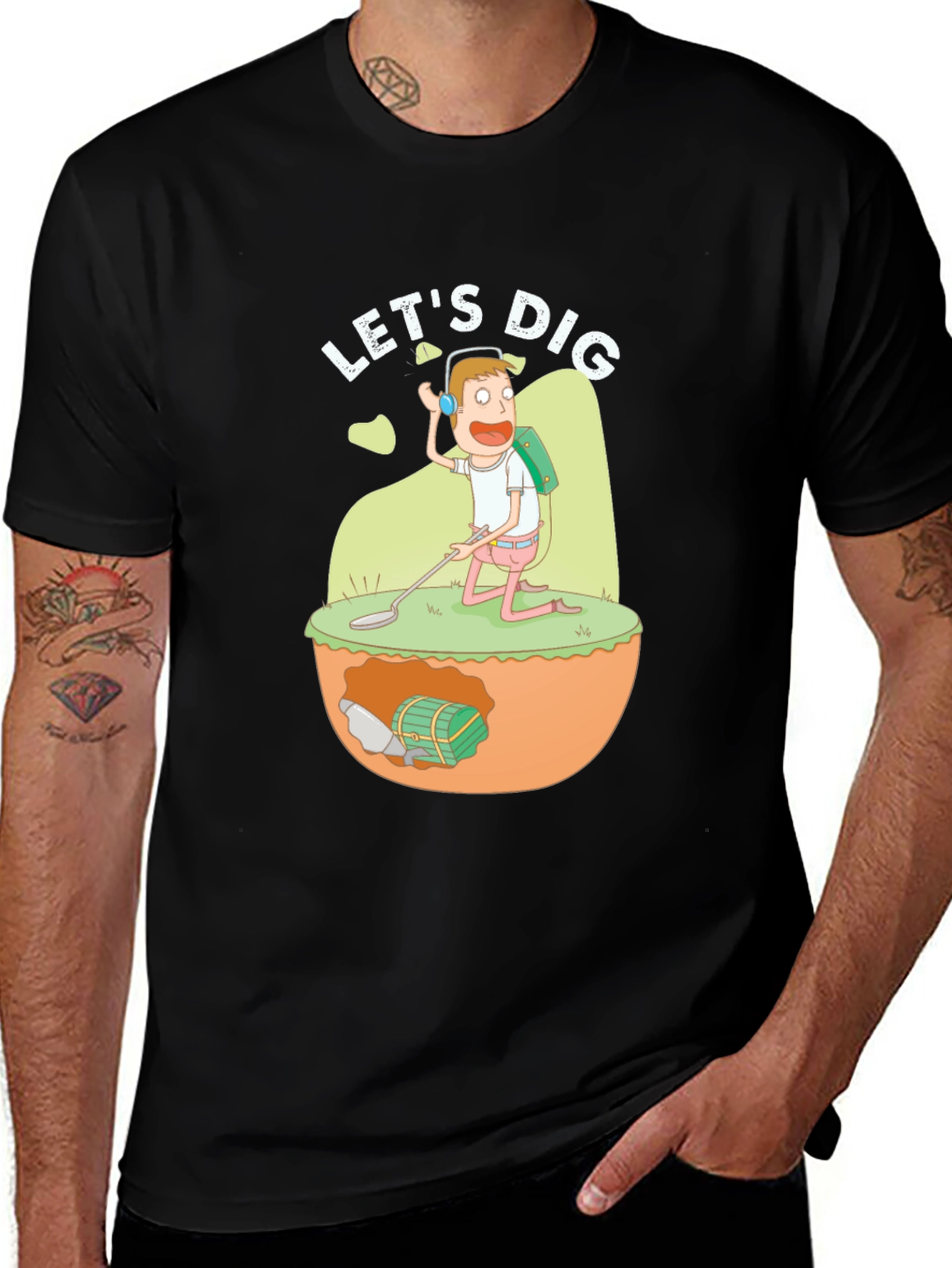 Variant 11 of Let's Dig T-Shirt - Metal Detecting Cartoon Tee