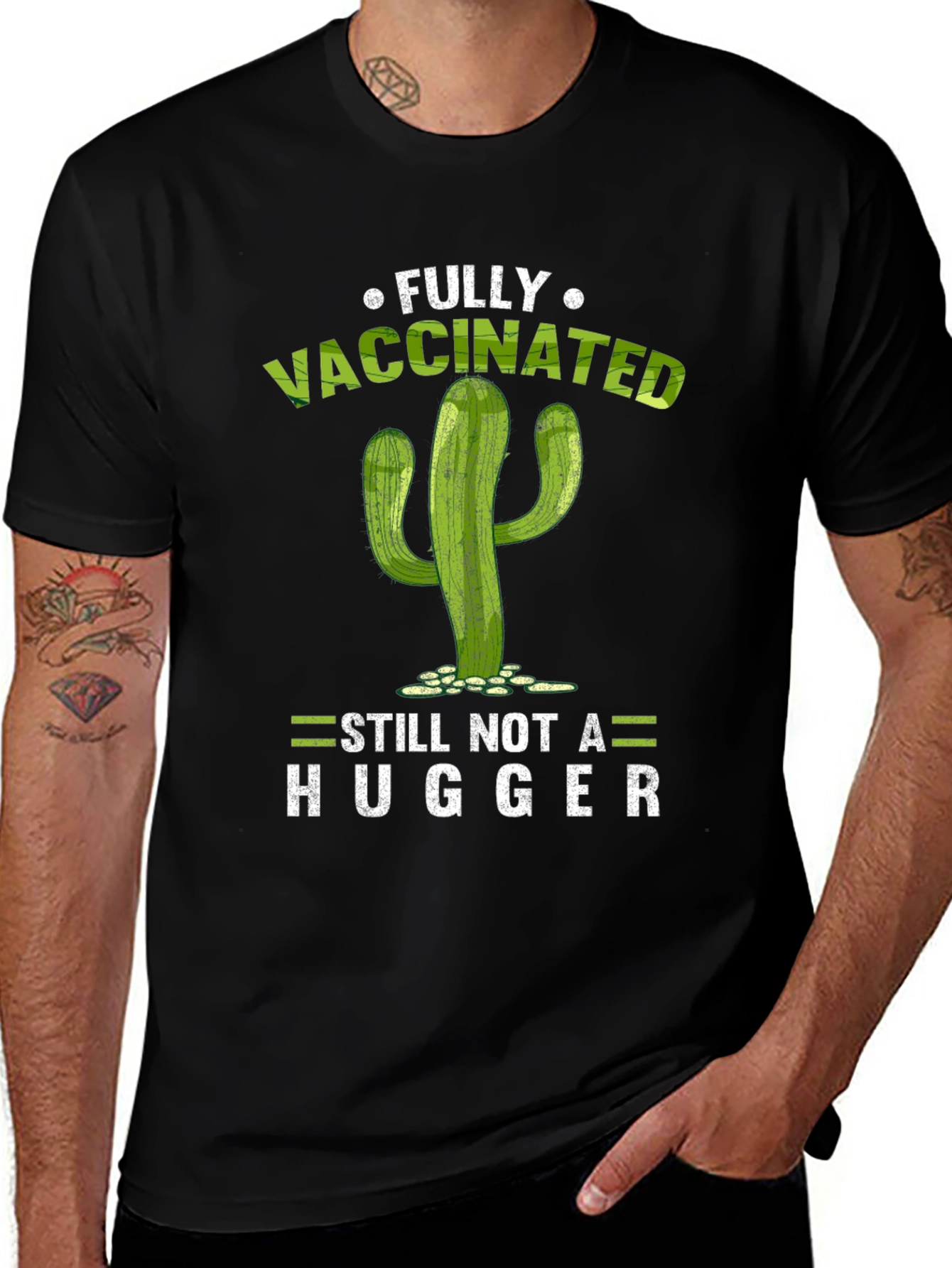 Variant 7 of Fully Vaccinated Cactus T-Shirt - Still Not a Hugger
