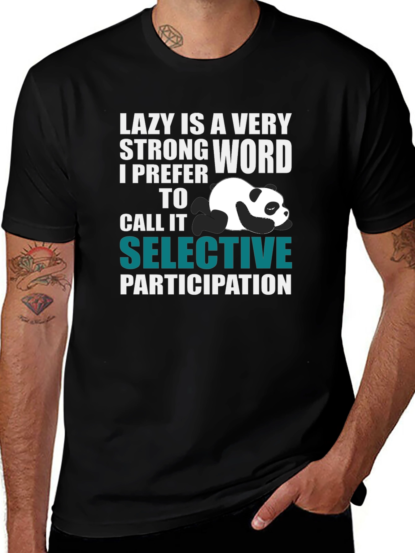 Variant 13 of Lazy Panda Graphic T-Shirt - Selective Participation Tee