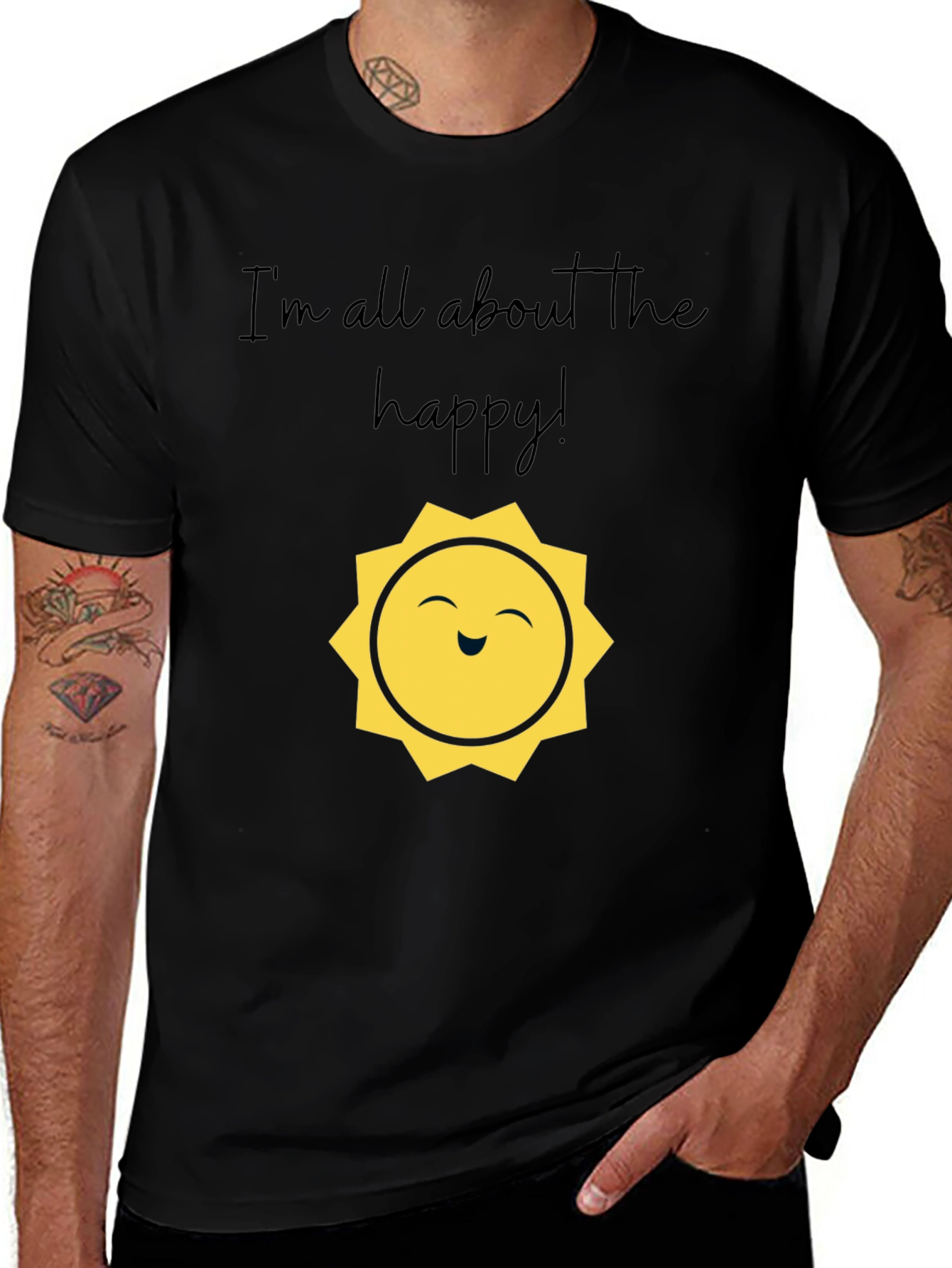 Variant 20 of Happy Sun Graphic T-Shirt - Unisex Black Tee