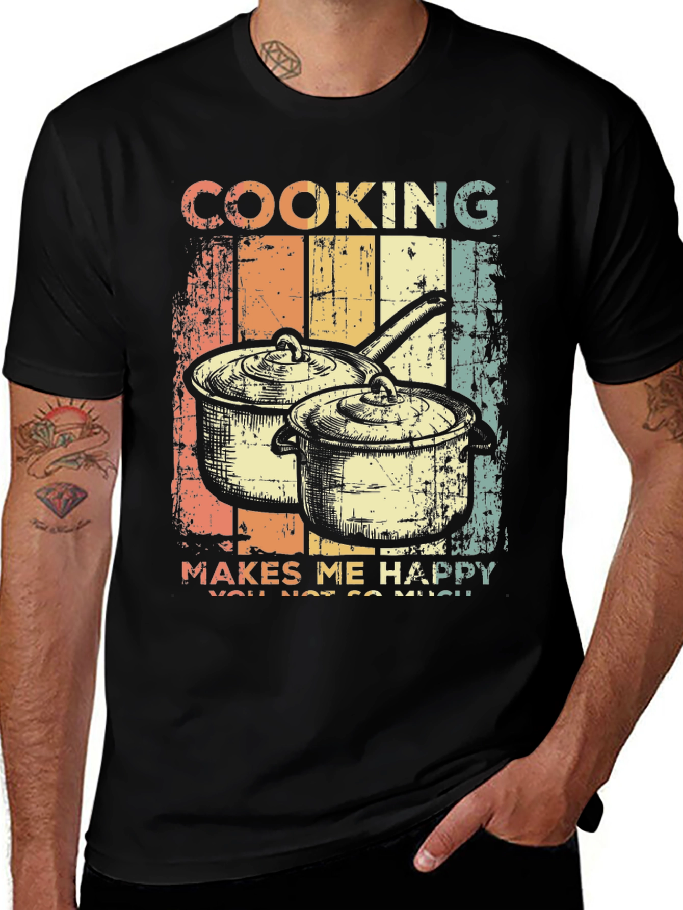 Cooking Makes Me Happy Retro T-Shirt