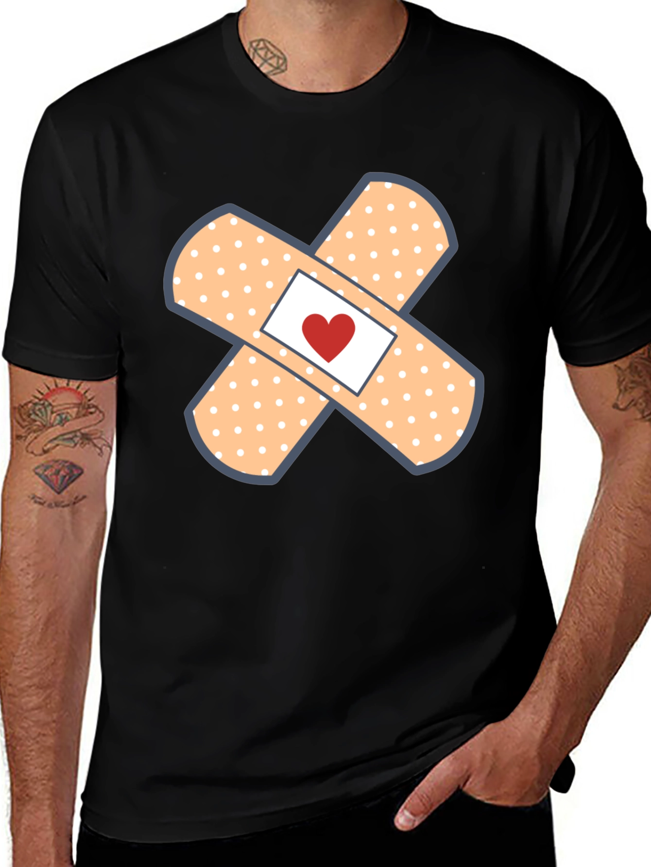 Variant 17 of Heart Band-Aid Graphic Tee - Cute & Comfortable