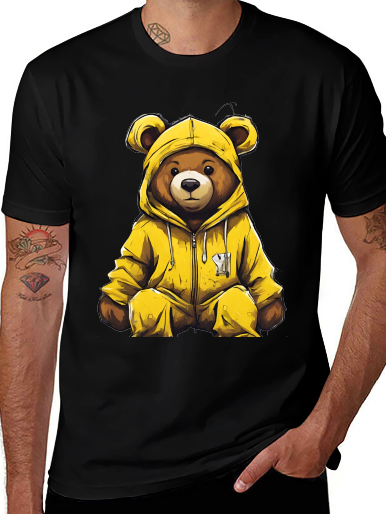 Variant 8 of Bear in Yellow Hoodie Graphic T-Shirt