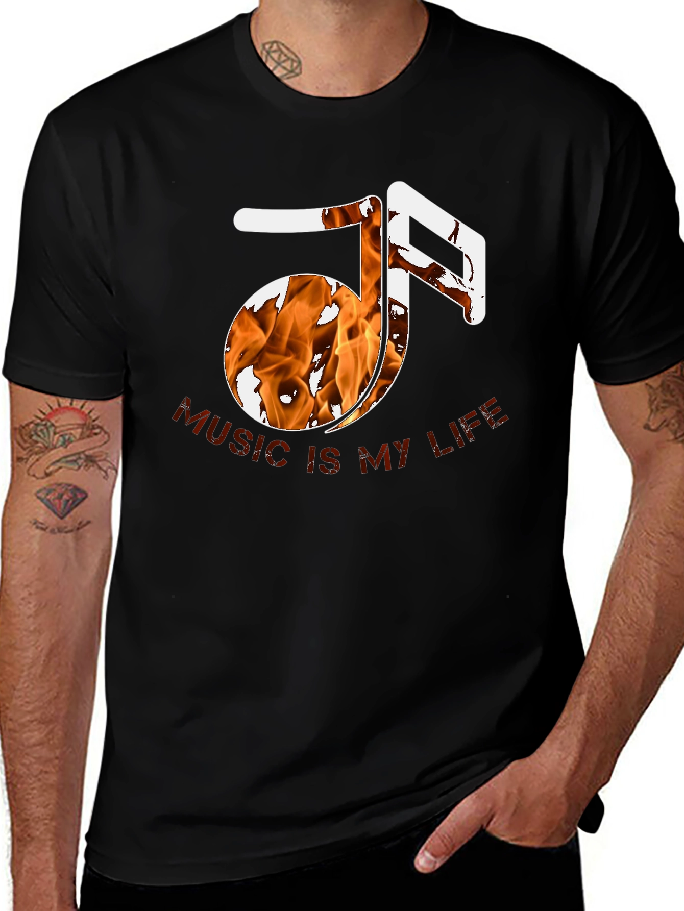 Variant 5 of Fiery Music Note Graphic Tee - Music is My Life!