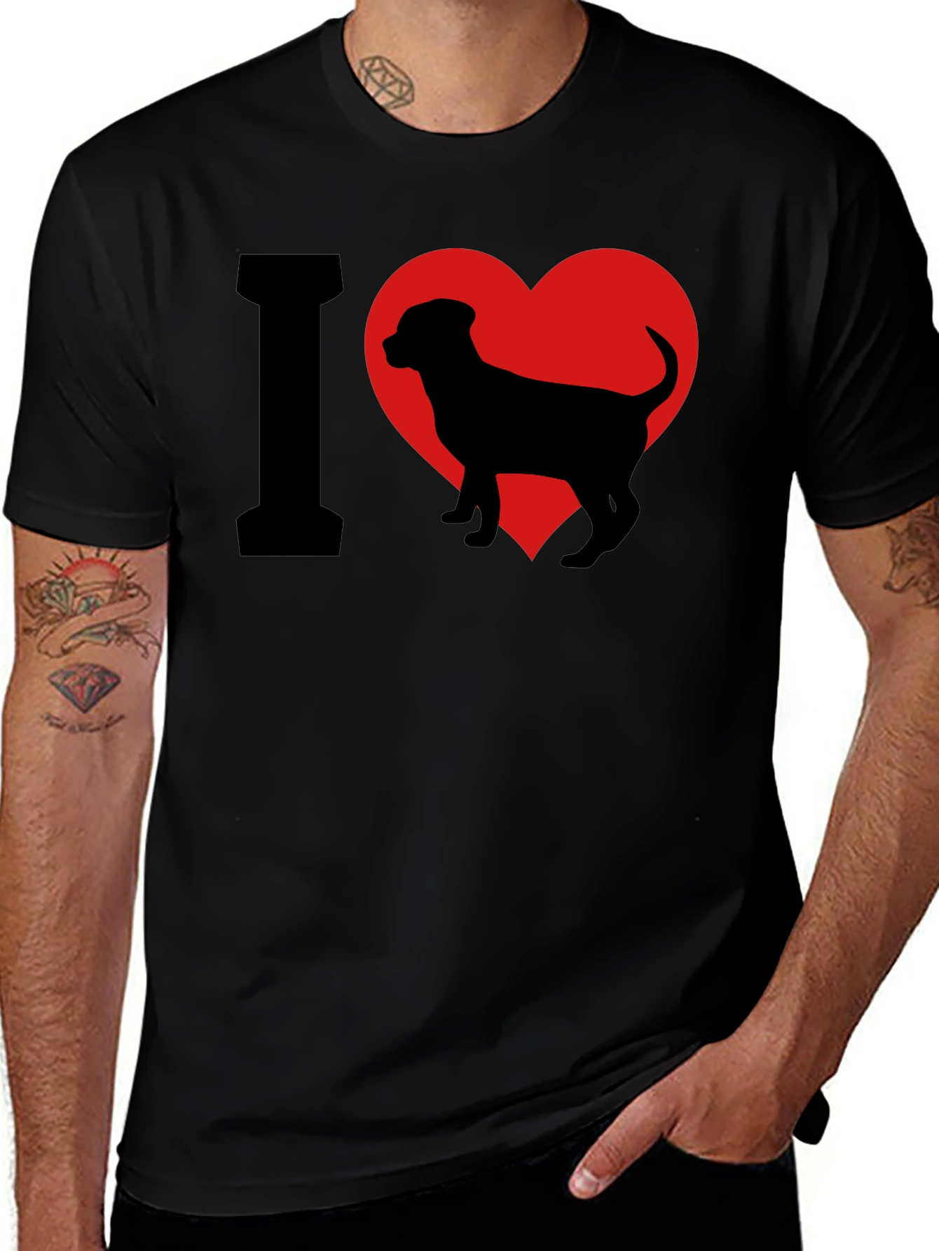Variant 27 of I Heart Dogs Black T-Shirt