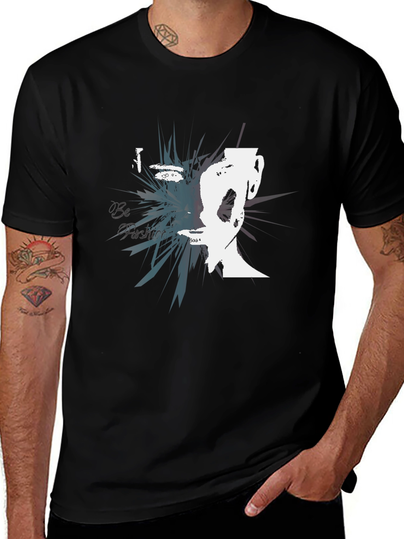 Variant 2 of Abstract Face Graphic Black T-Shirt