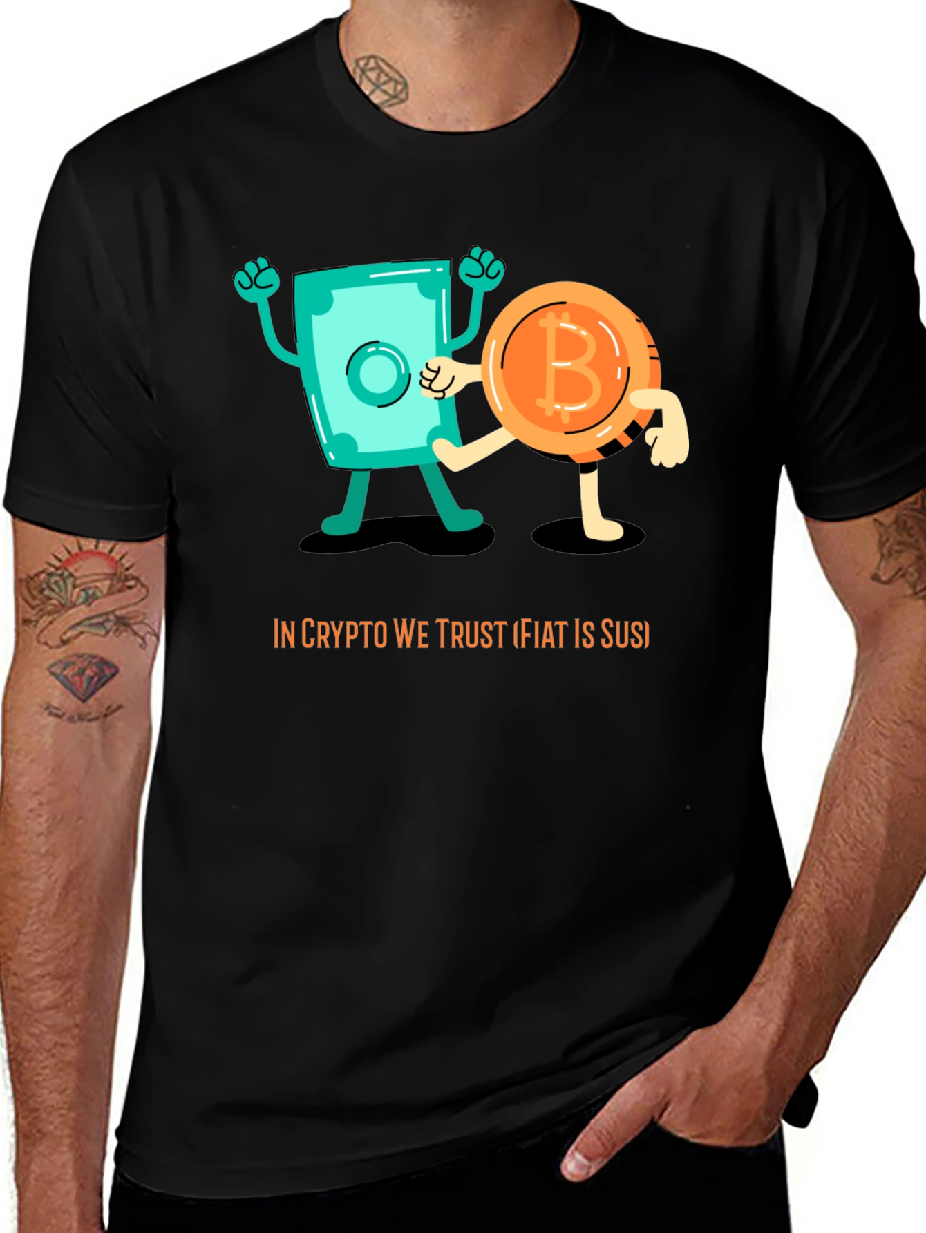 Variant 27 of Crypto Tee - In Crypto We Trust, Fiat is Sus