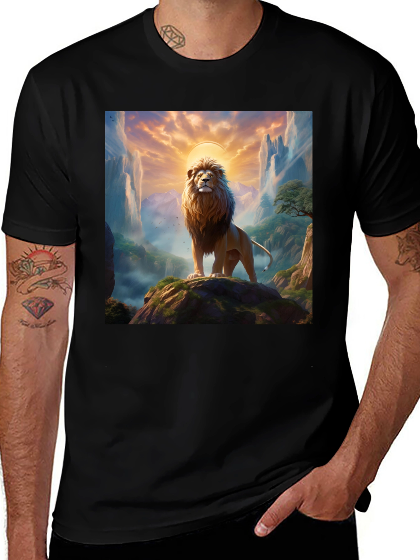 Variant 18 of Lion King Graphic Tee - Majestic Mountain Design