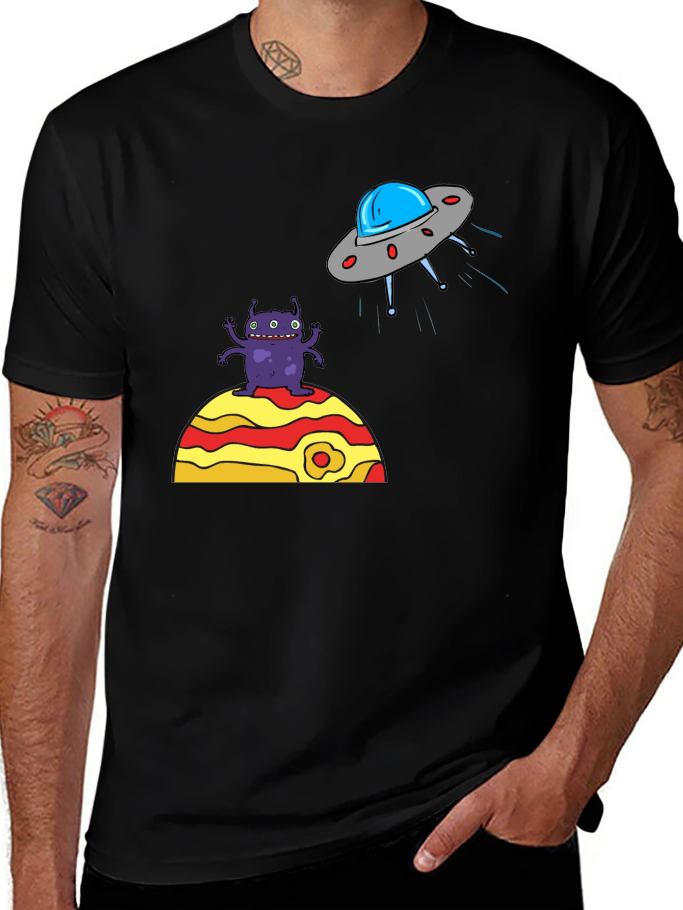 Variant 23 of Alien Abduction Graphic Tee - Black