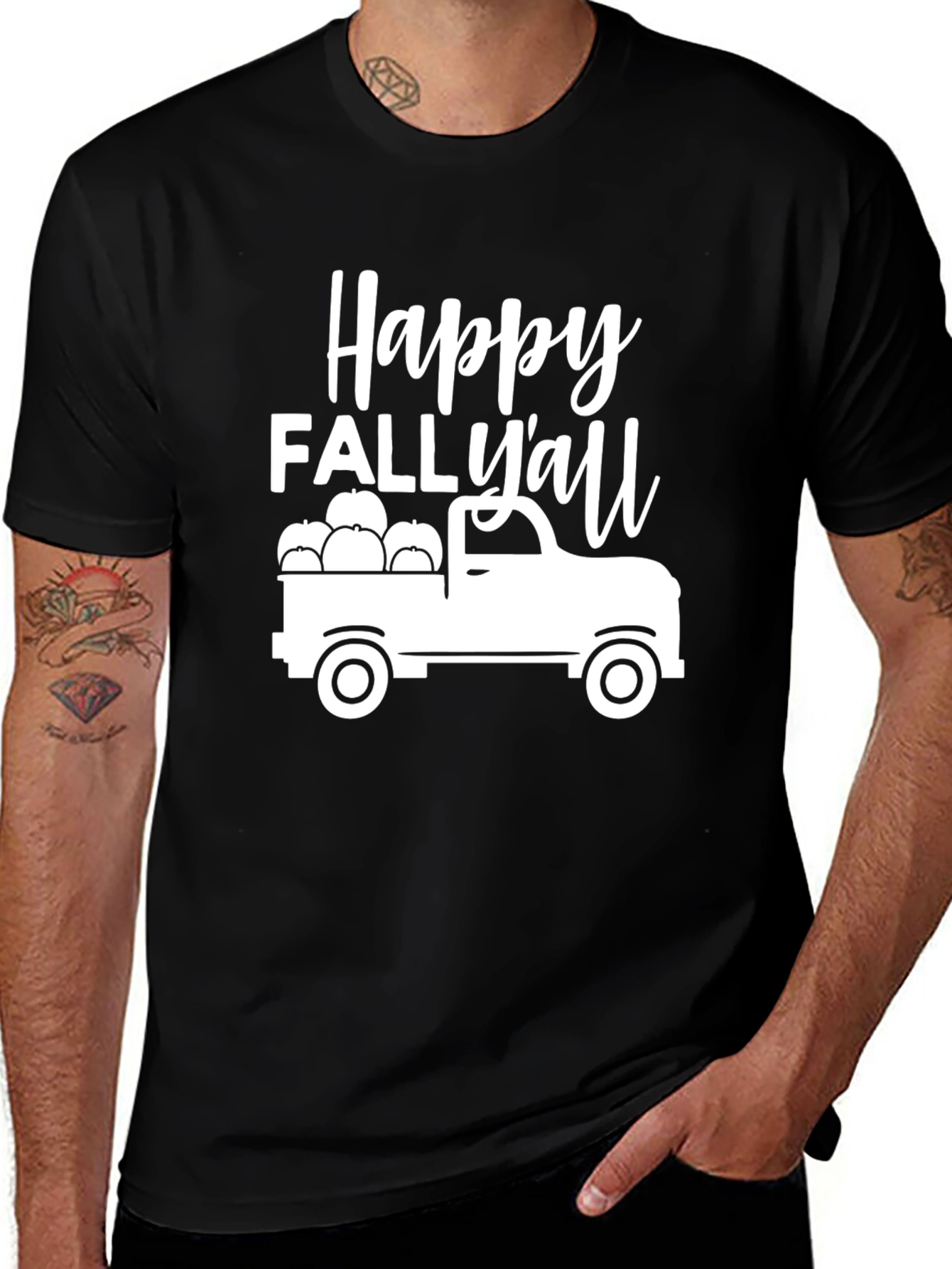 Variant 14 of Happy Fall Y'all Truck Graphic Tee - Autumn Comfort