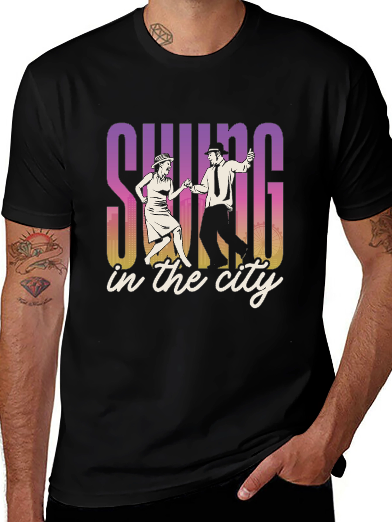 Variant 6 of Swing in the City Graphic Tee - Retro Dance T-Shirt
