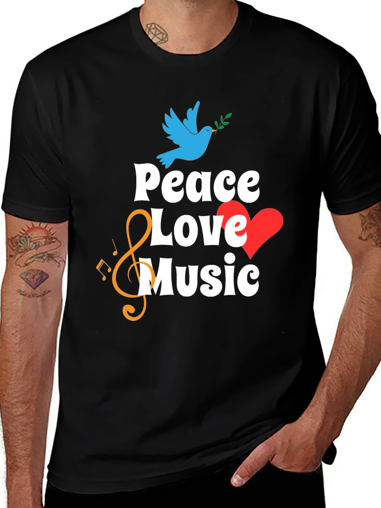 Variant 15 of Peace Love Music Graphic Tee