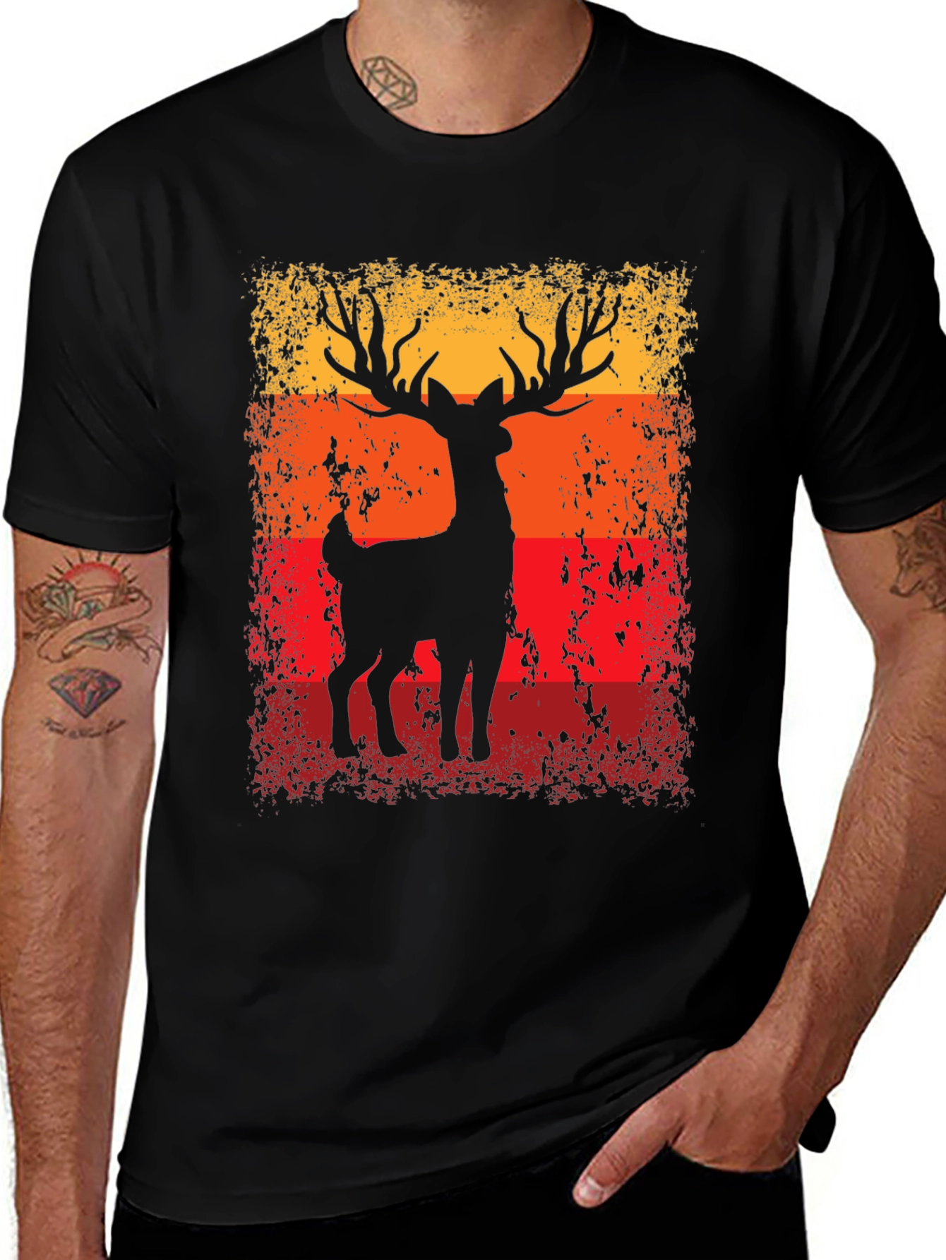 Variant 4 of Vintage Deer Silhouette Graphic Tee