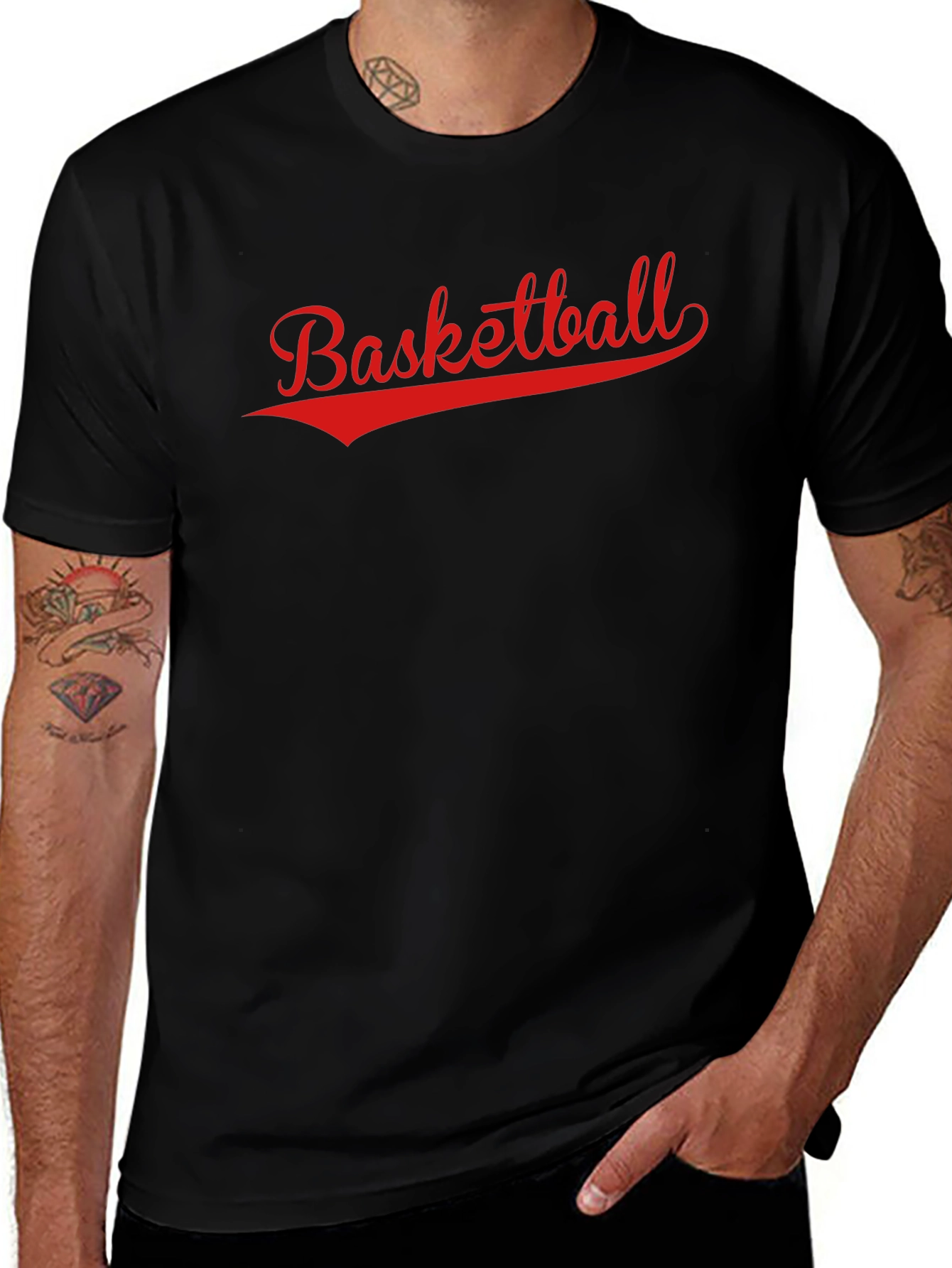 Variant 9 of Basketball Graphic Tee - Black Cotton T-Shirt