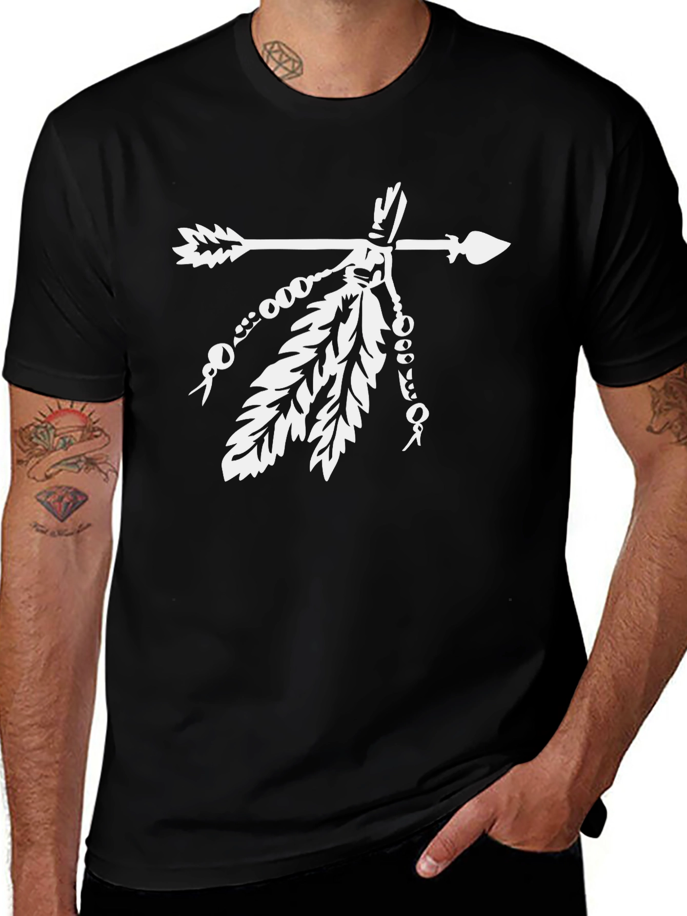Variant 20 of Native American Arrow & Feathers Black T-Shirt