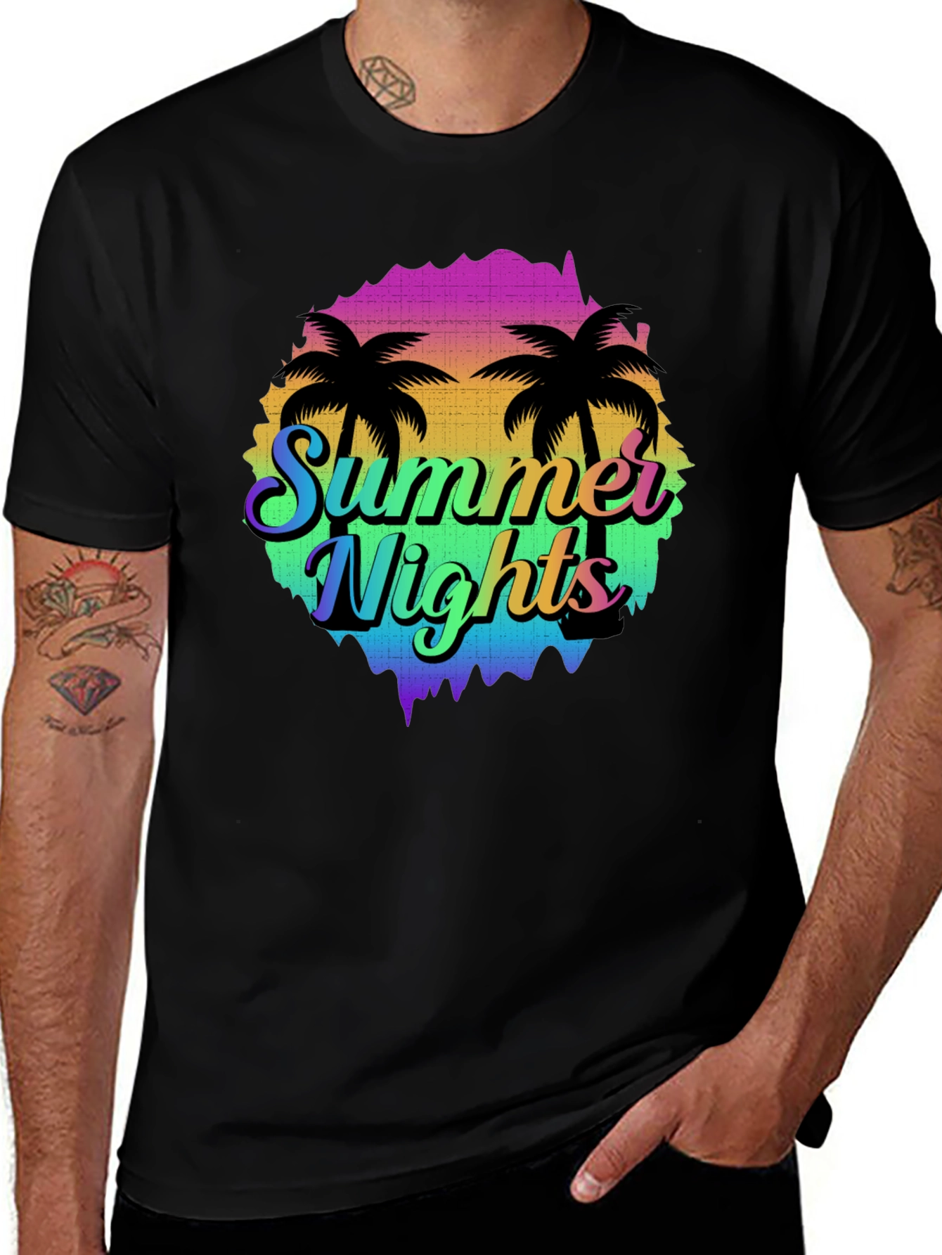 Variant 27 of Summer Nights Palm Tree Graphic T-Shirt