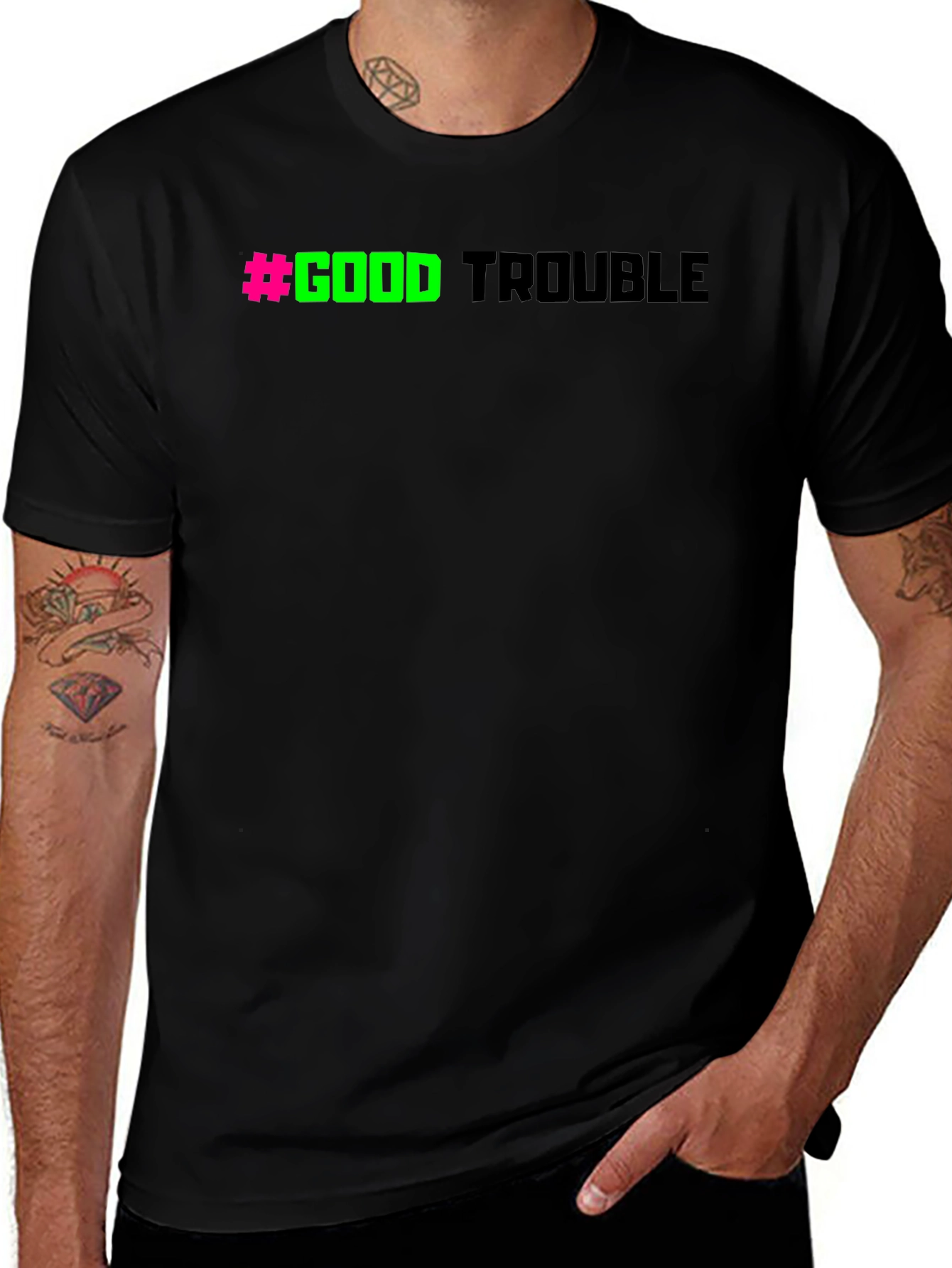 Variant 20 of Good Trouble Graphic T-Shirt - Black Casual Tee