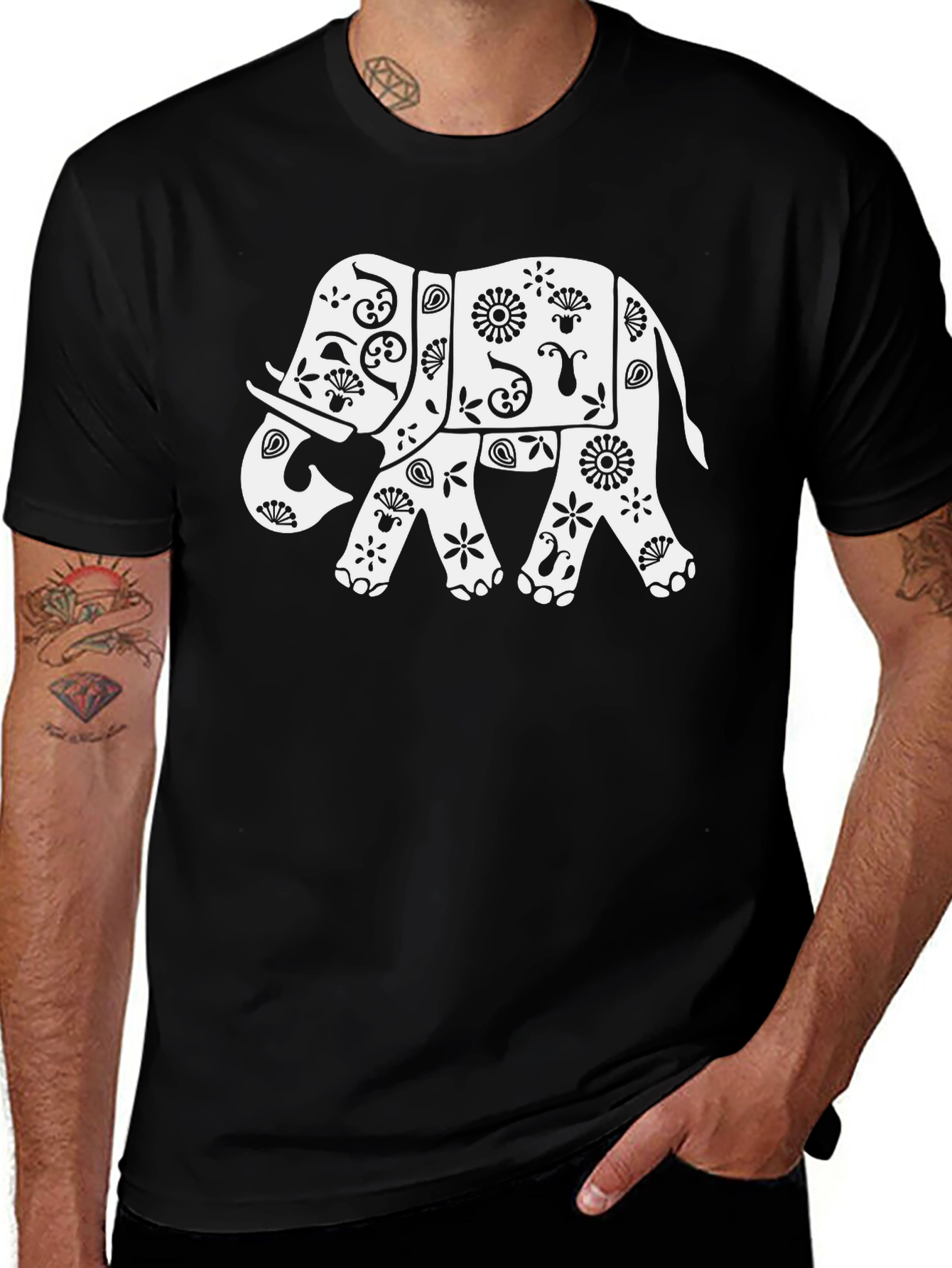 Variant 20 of Elephant Graphic Tee - Black Cotton T-Shirt
