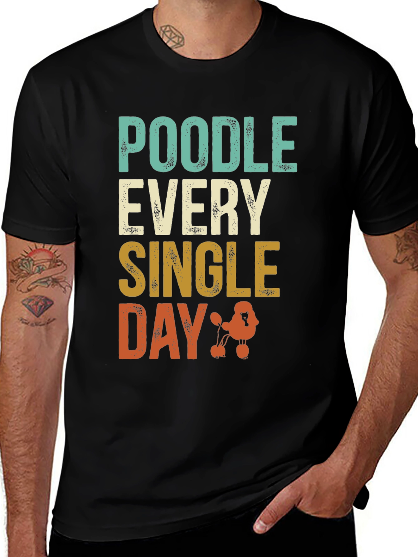Variant 8 of Poodle Every Single Day Black T-Shirt