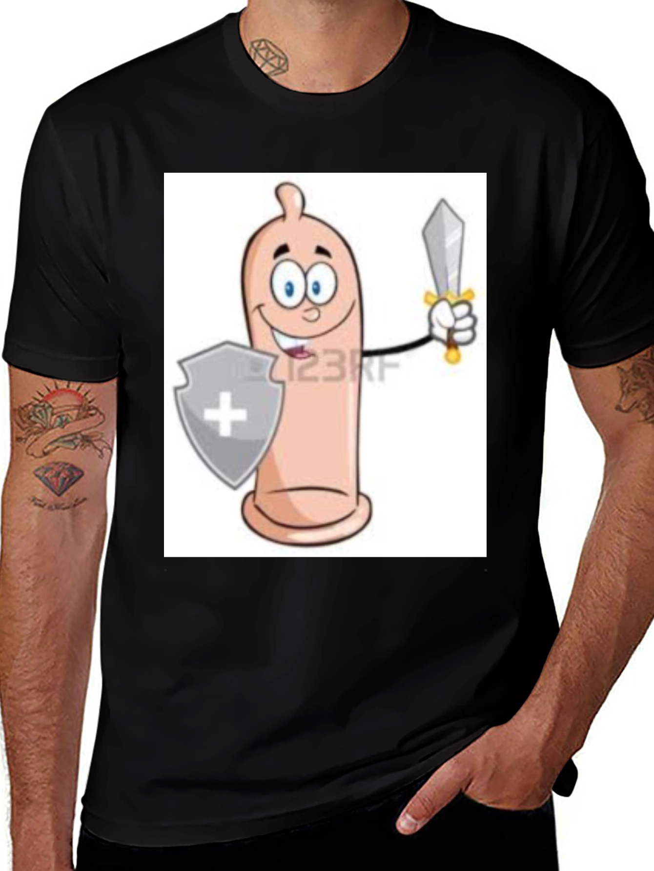 Variant 17 of Funny Condom Cartoon Graphic Tee