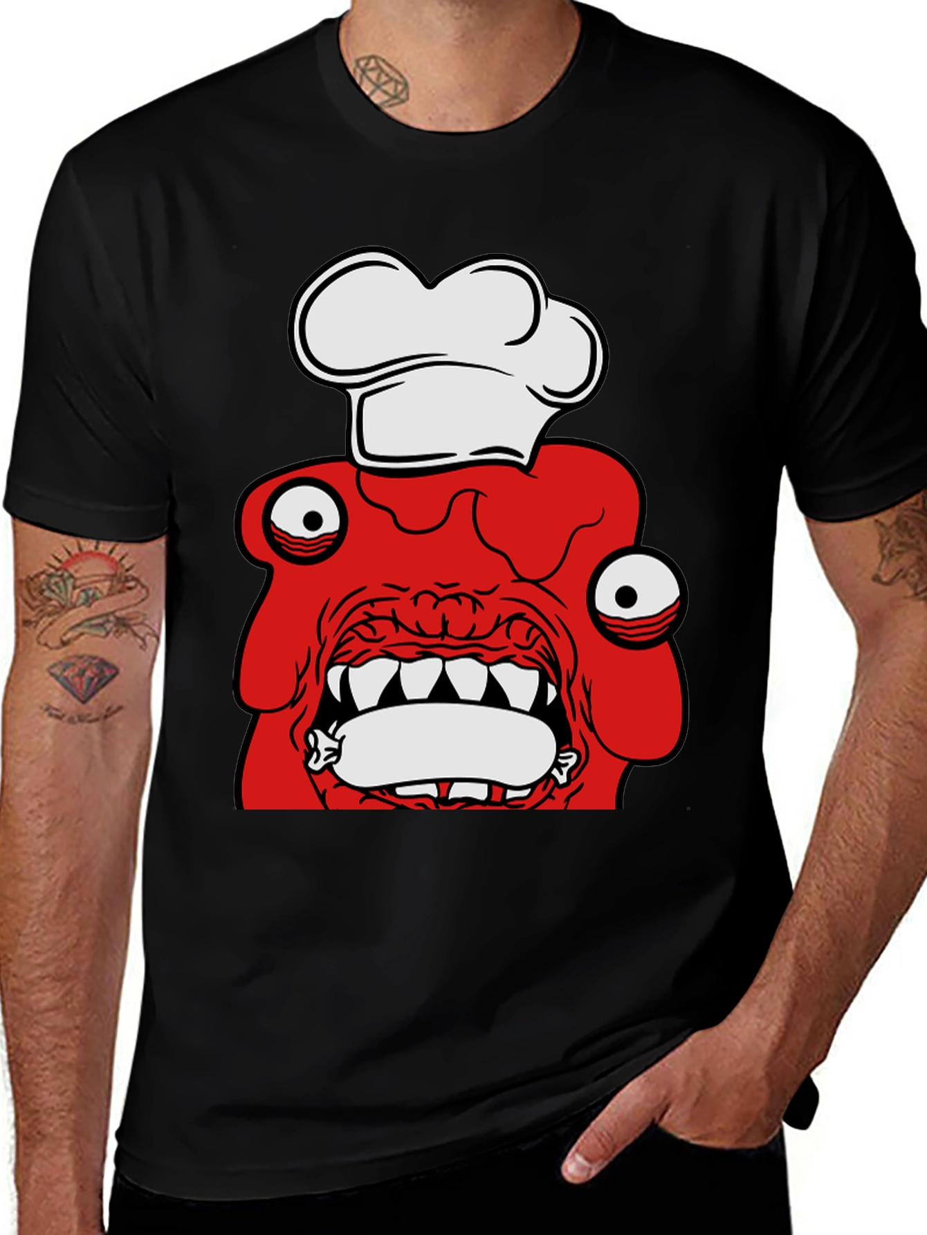 Funny Cartoon Chef Red Monster T-Shirt