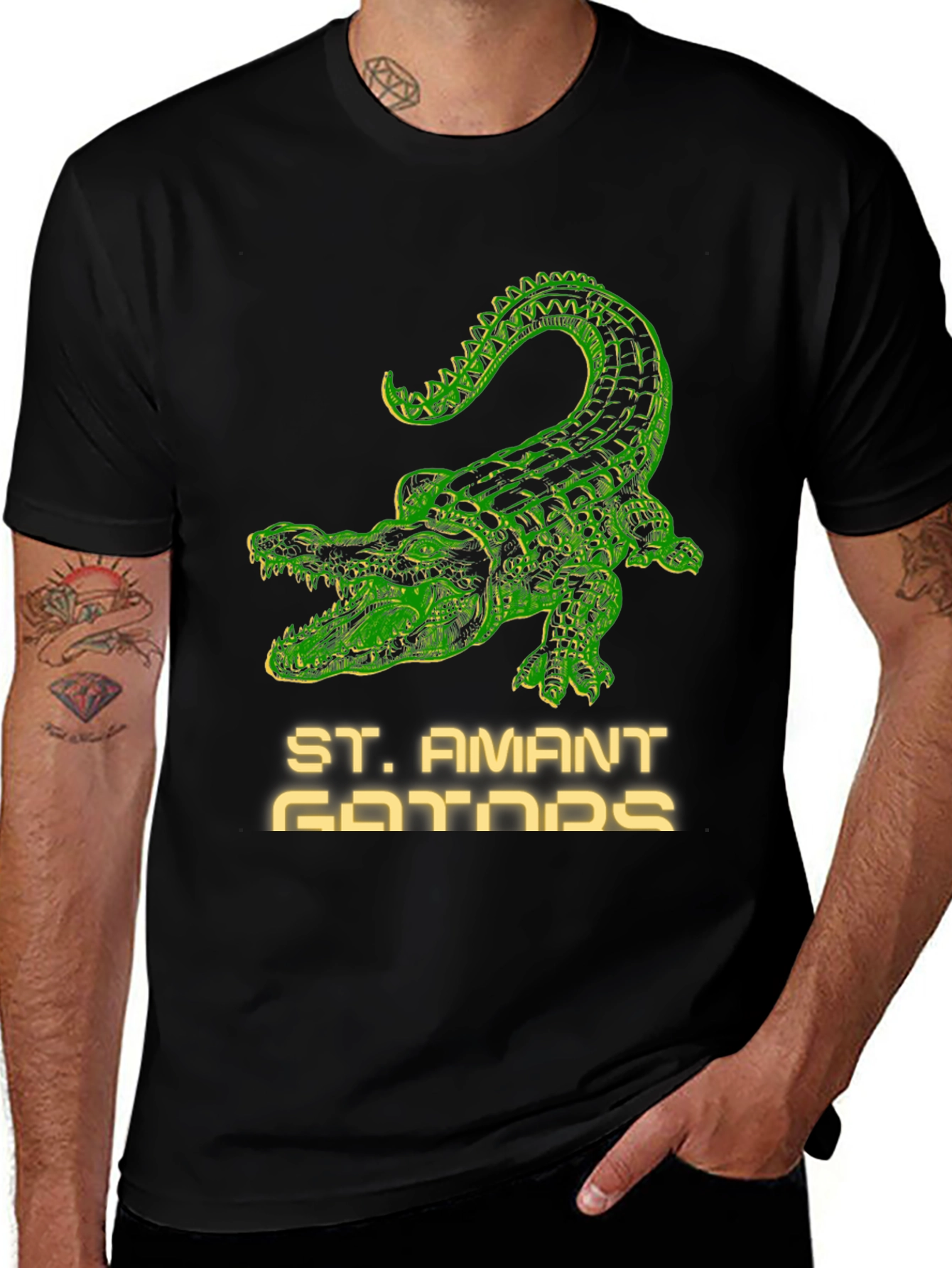 St. Amant Gators T-Shirt - Green Crocodile Design