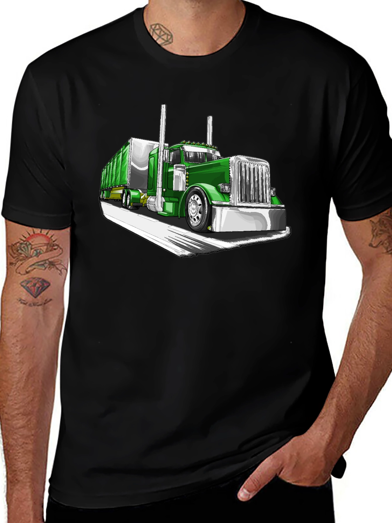 Green Truck Graphic Tee - Cool Car Shirt