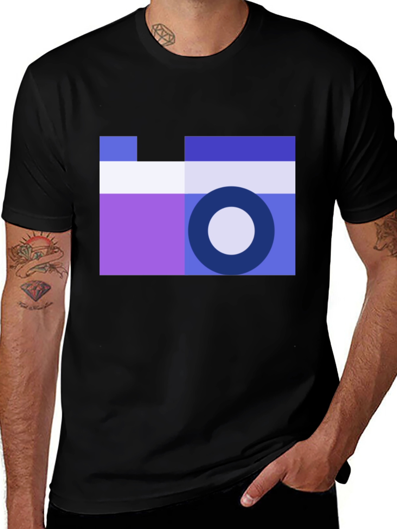 Variant 26 of Geometric Camera Graphic Tee - Cool Minimalist Design