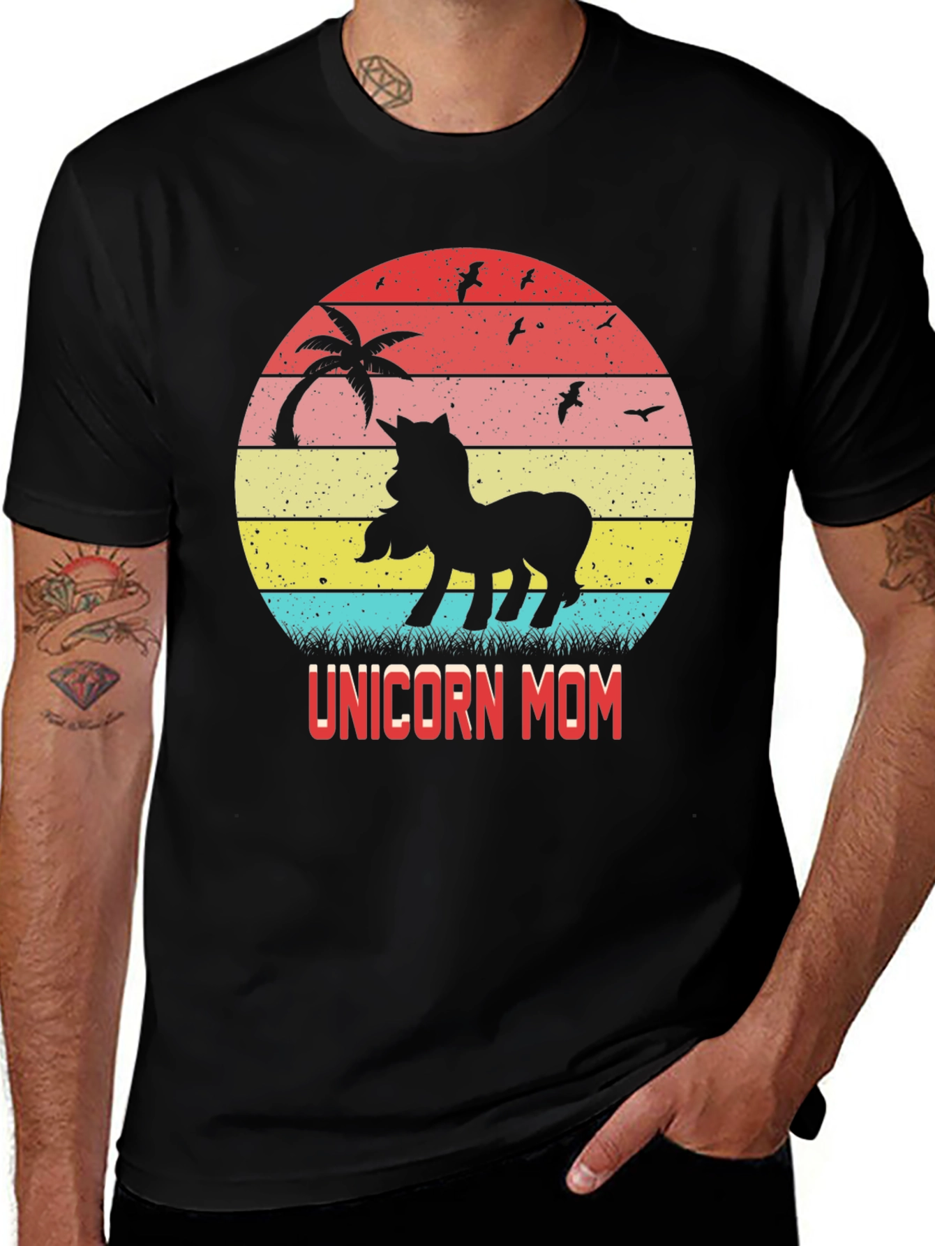 Variant 25 of Unicorn Mom Retro Sunset Graphic T-Shirt