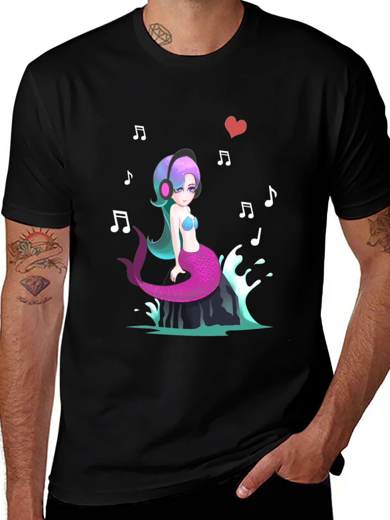 Variant 17 of Mermaid Music T-Shirt - Black Crew Neck