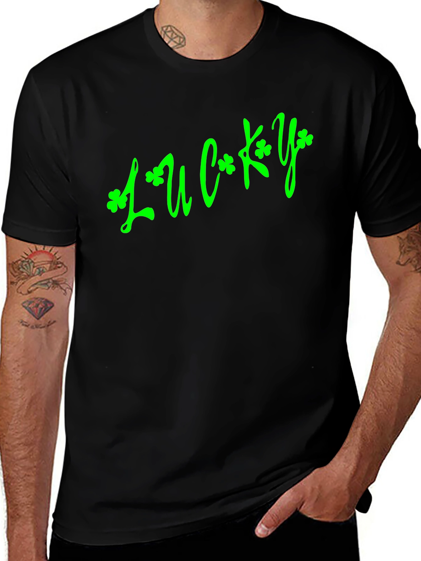 Lucky St. Patrick's Day T-Shirt - Green Clover Design