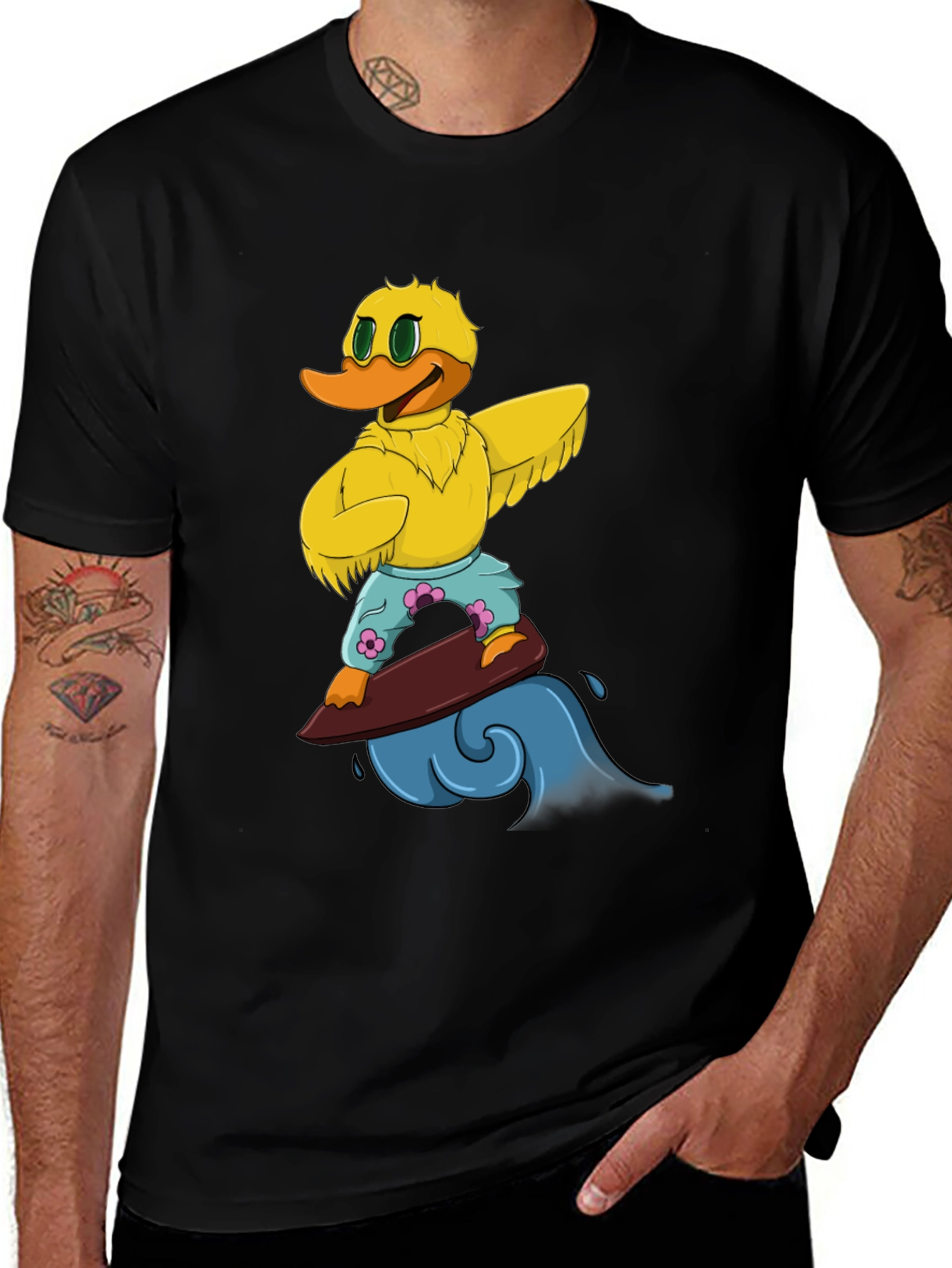 Variant 10 of Surfing Duck Graphic Tee - Cool Cartoon T-Shirt