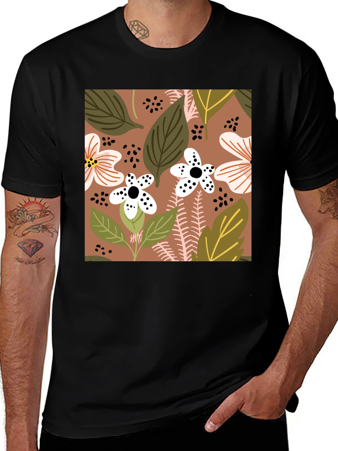 Variant 30 of Floral Pattern Graphic T-Shirt - Casual Style