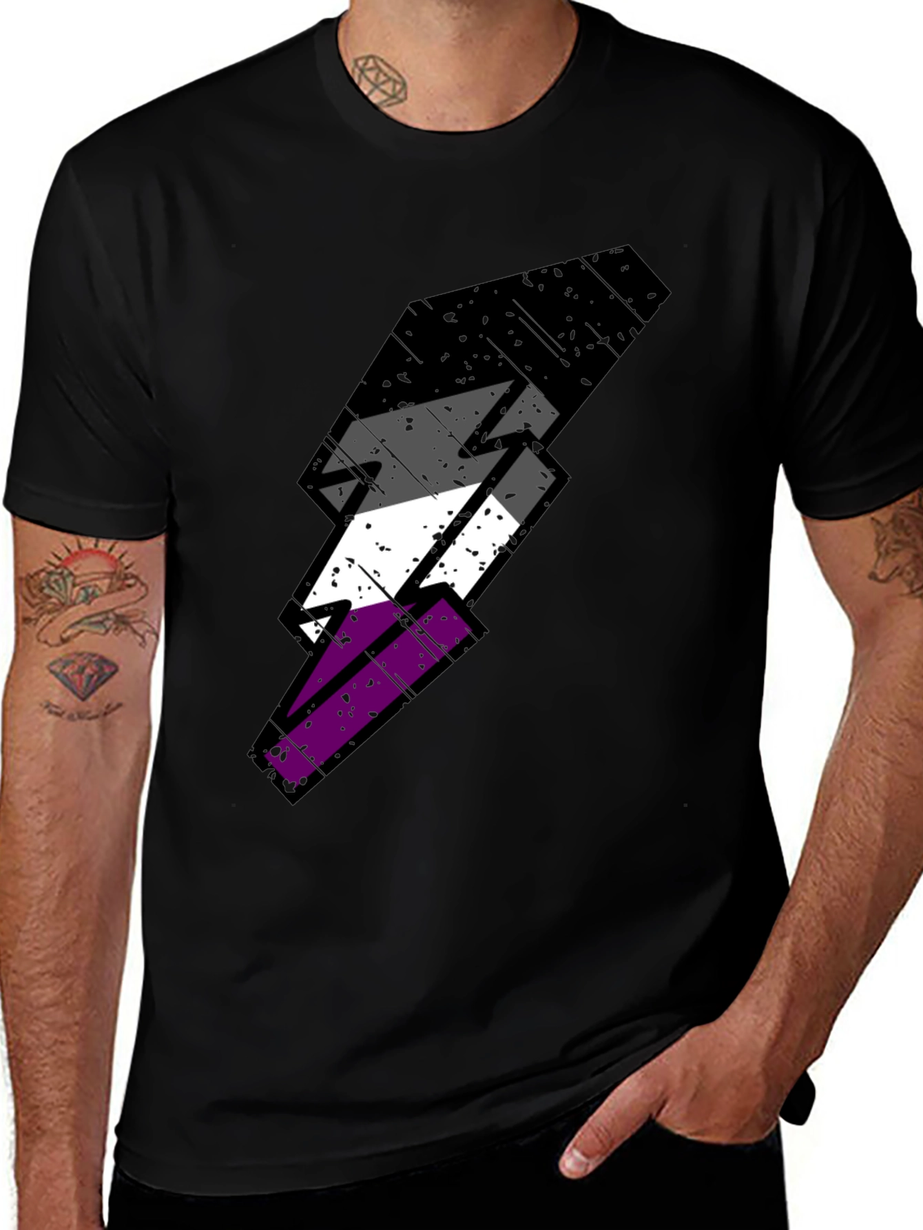 Variant 14 of Asexual Pride Lightning Bolt Graphic Tee