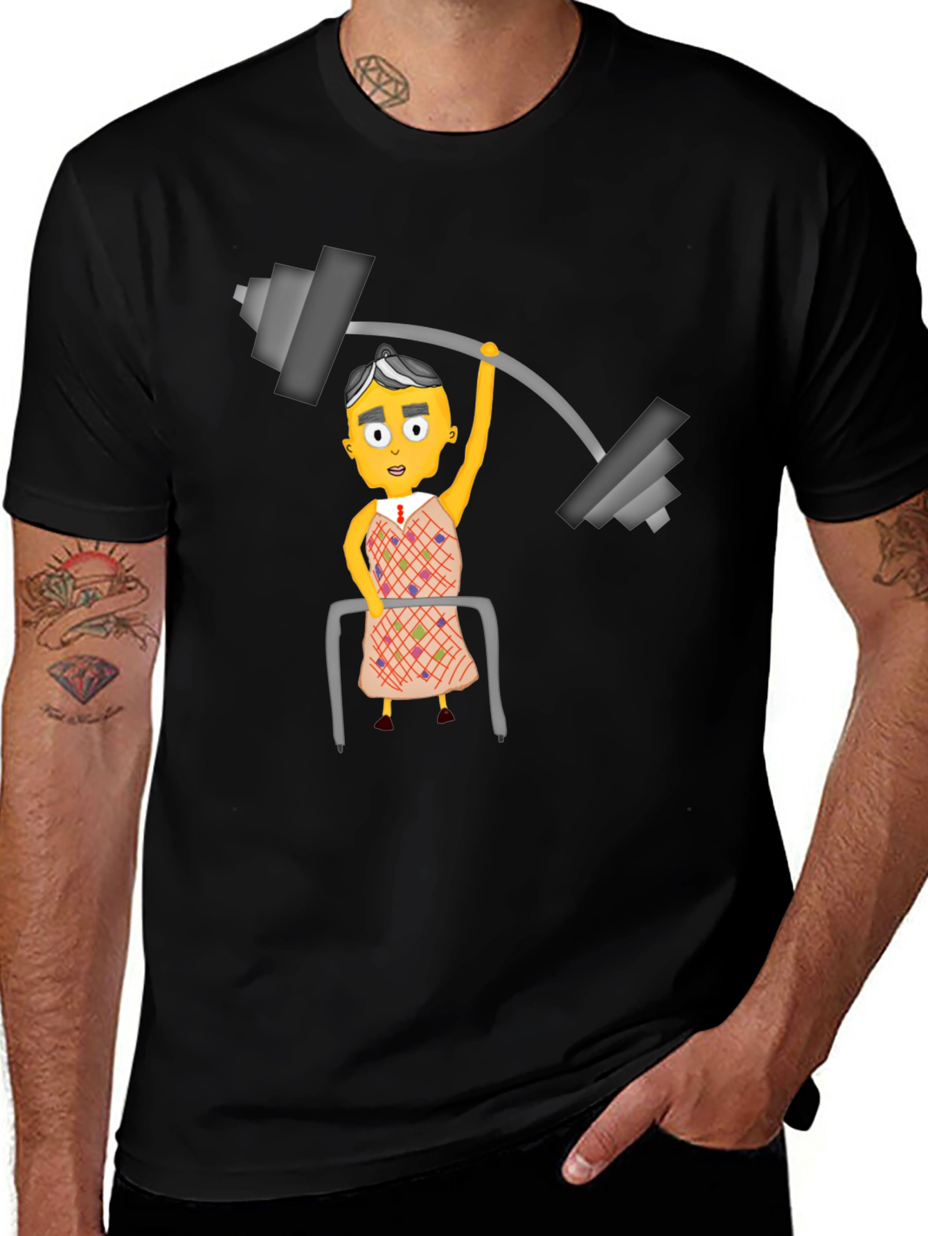 Black Funny Lifting Grandma Black T-Shirt main image