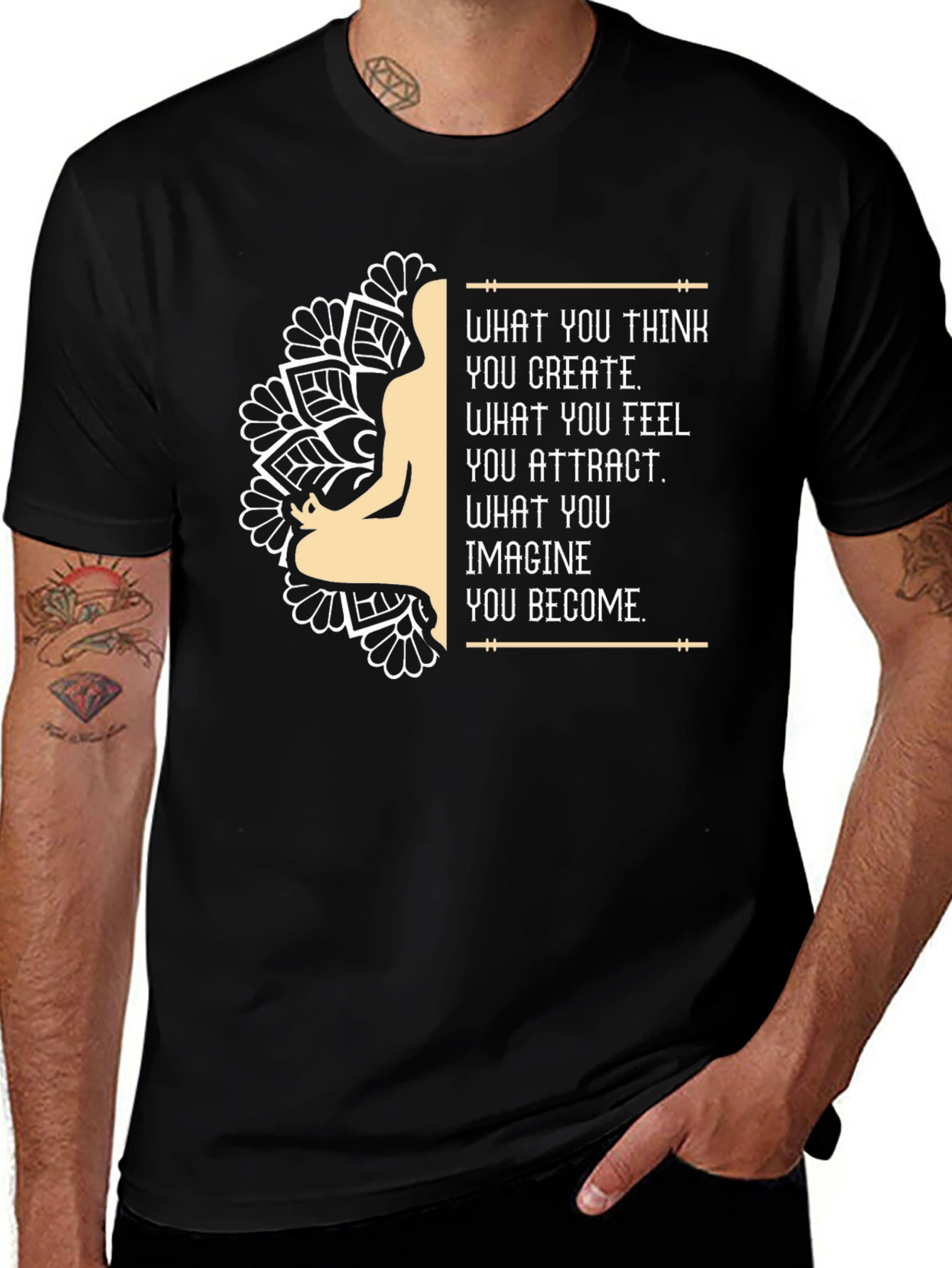 Variant 22 of Inspirational Mandala T-Shirt - Think, Feel, Imagine
