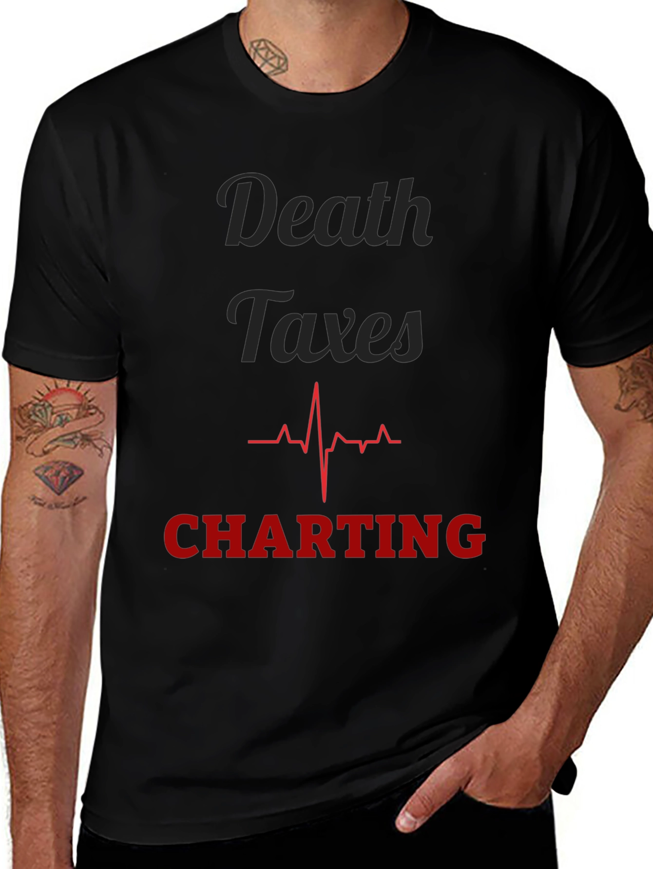 Variant 3 of Death Taxes Charting Graphic T-Shirt