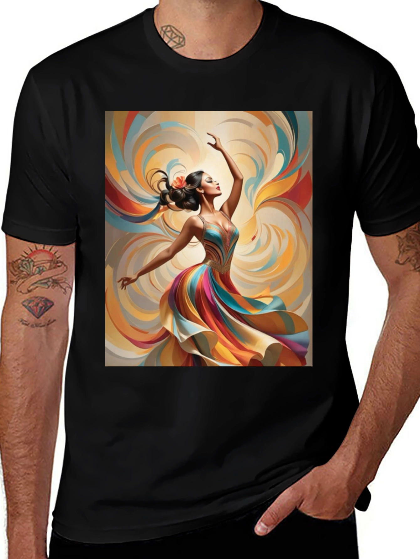 Variant 24 of Artistic Dancer Graphic Tee - Vibrant Design