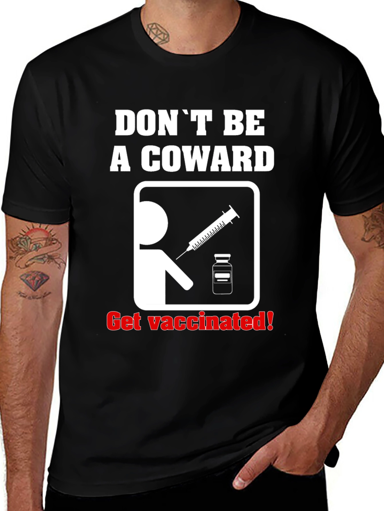 Variant 9 of Don't Be A Coward Get Vaccinated T-Shirt