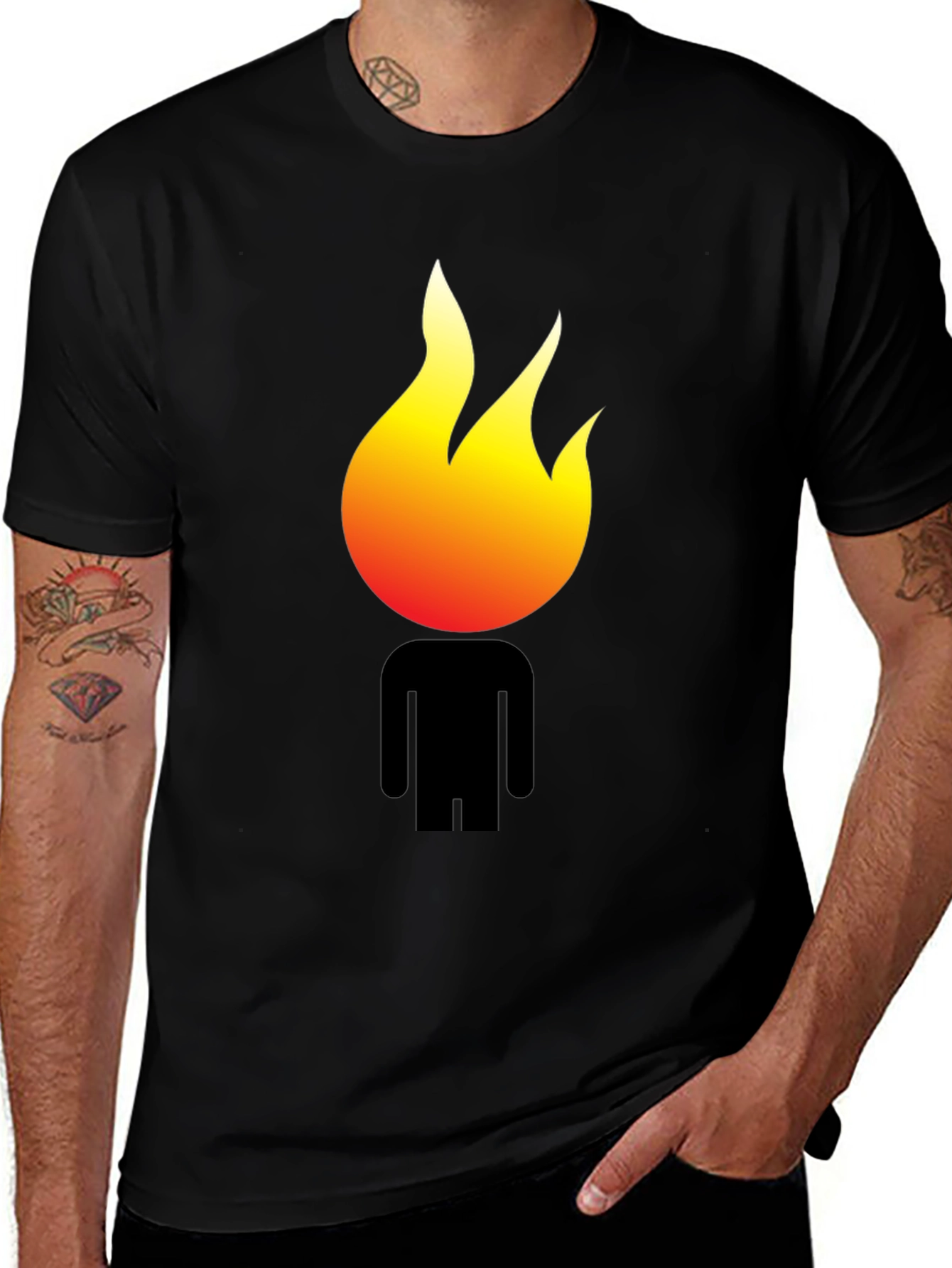 Variant 9 of Flame Head Graphic Black T-Shirt