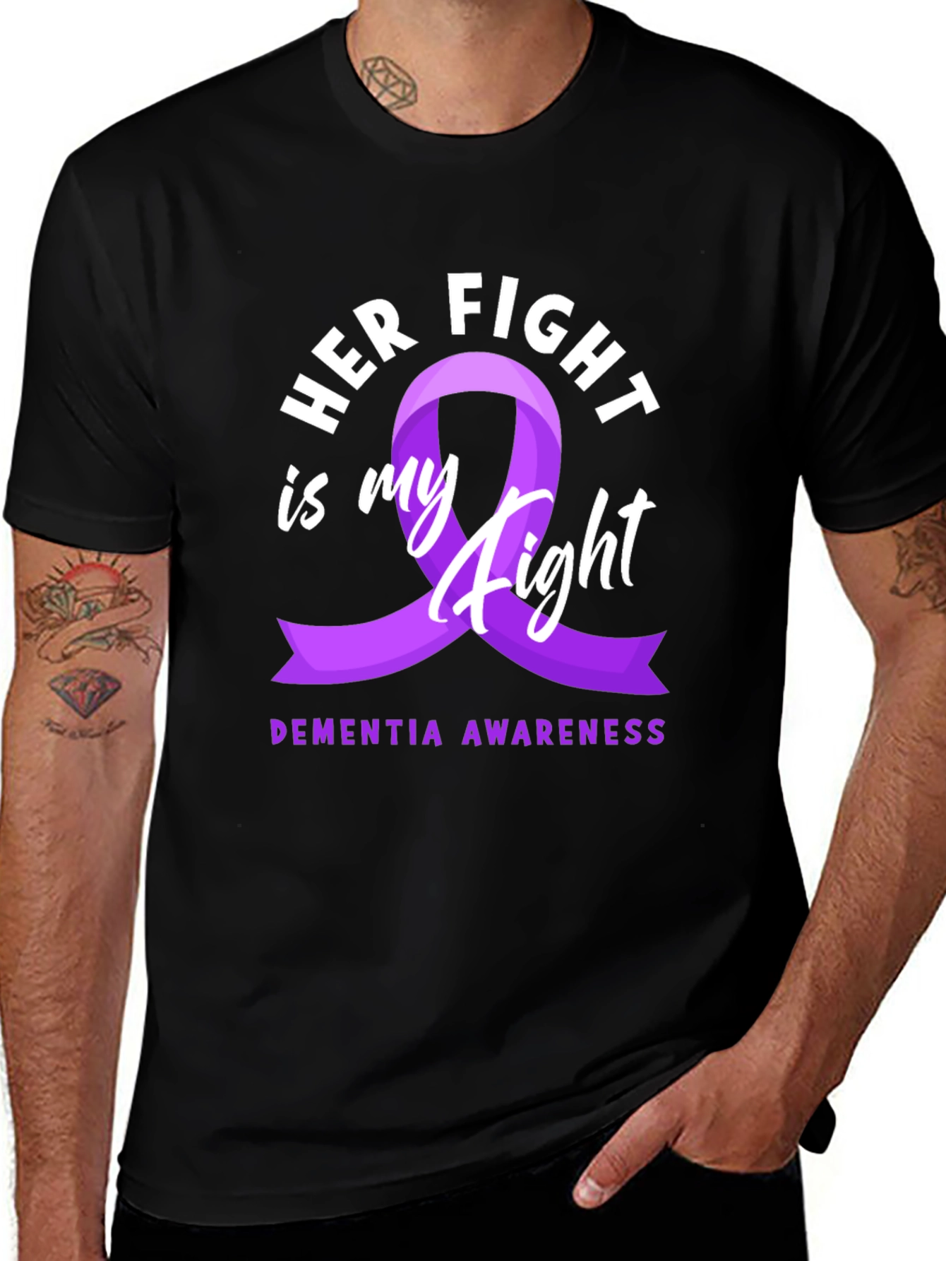 Variant 12 of Dementia Awareness Ribbon T-Shirt - Her Fight is My Fight