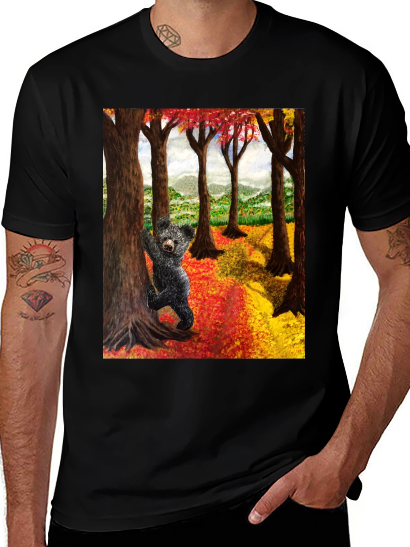 Variant 6 of Bear Cub in Autumn Forest T-Shirt