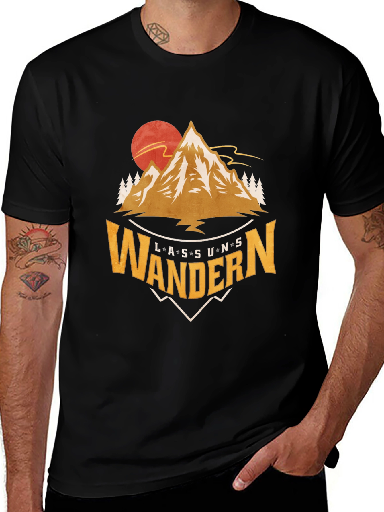 Variant 29 of Lass Uns Wandern Graphic Tee - Mountain Adventure Shirt