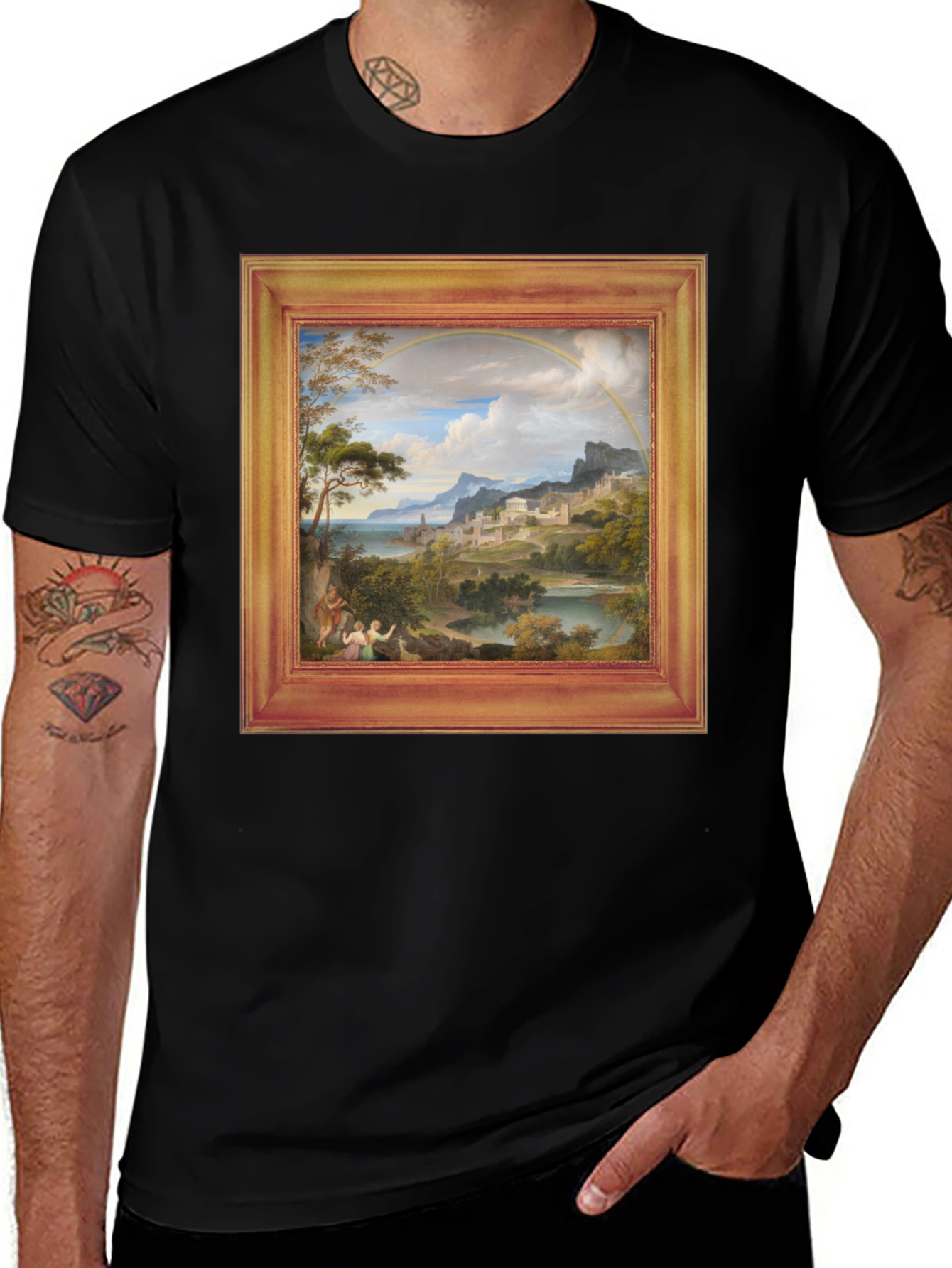 Variant 17 of Art Inspired Graphic Tee - Unique Framed Landscape Design