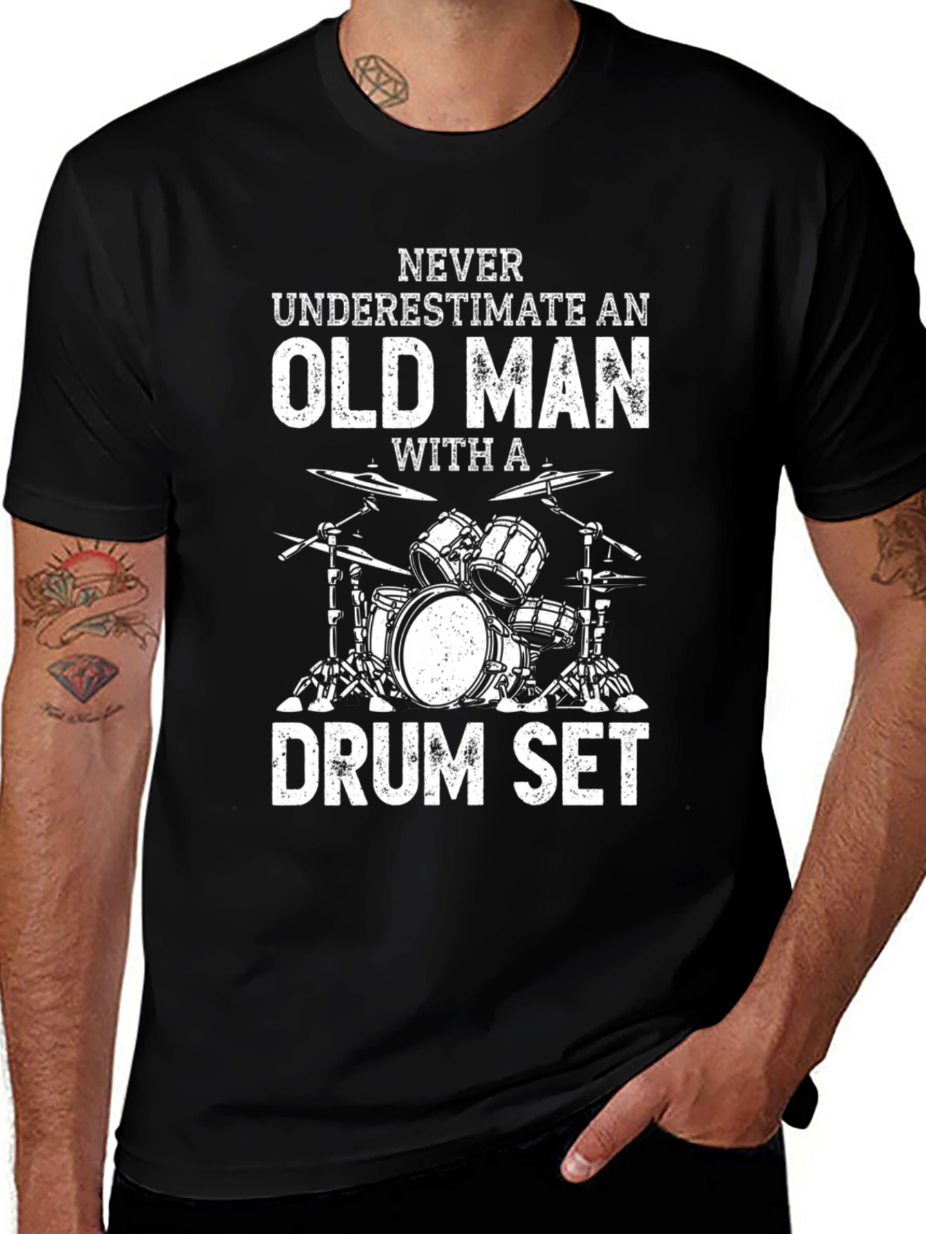 Variant 22 of Never Underestimate Old Man Drum Set T-Shirt