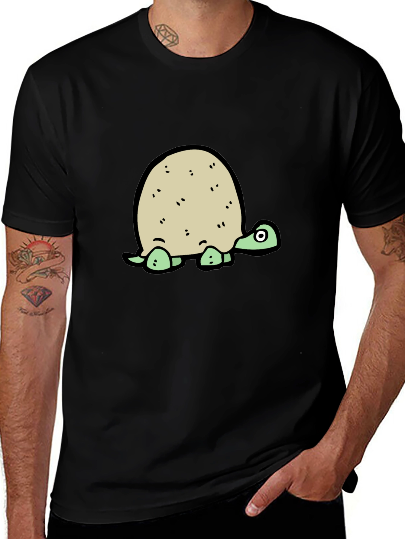 Variant 30 of Cartoon Turtle Graphic Tee - Black T-Shirt