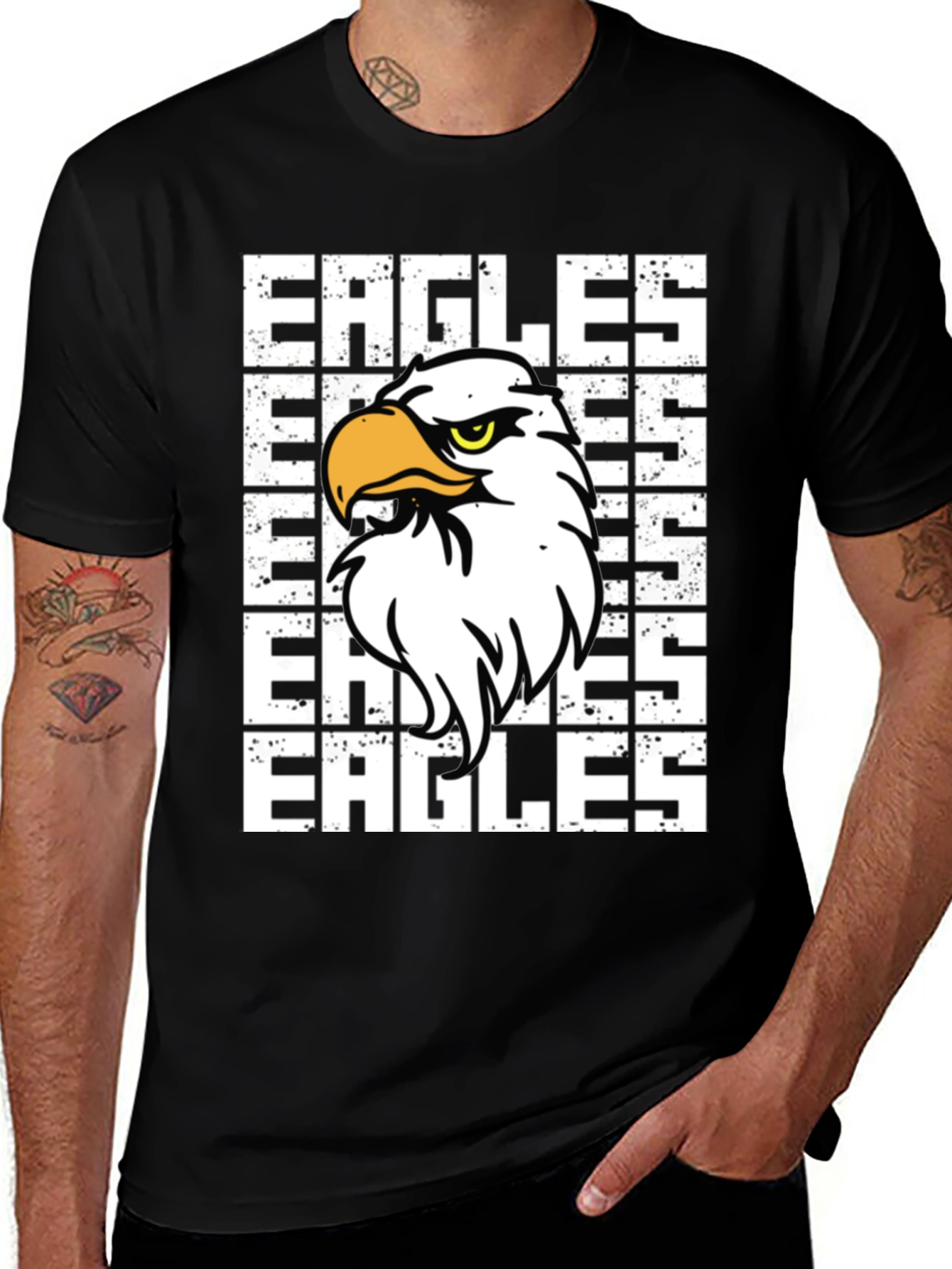 Variant 22 of Eagles Graphic Print Black T-Shirt