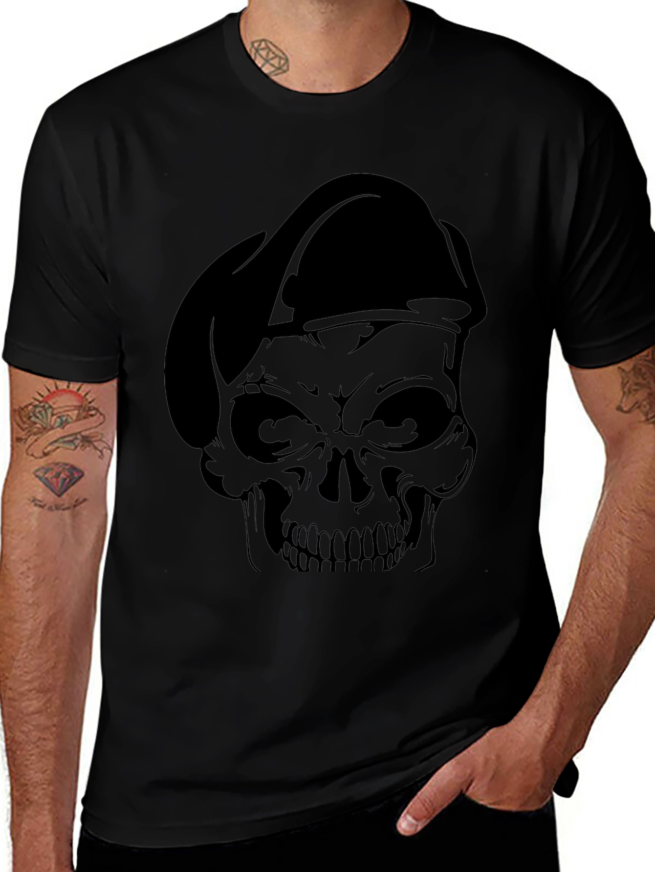 Variant 12 of Skull Graphic Black T-Shirt for Men
